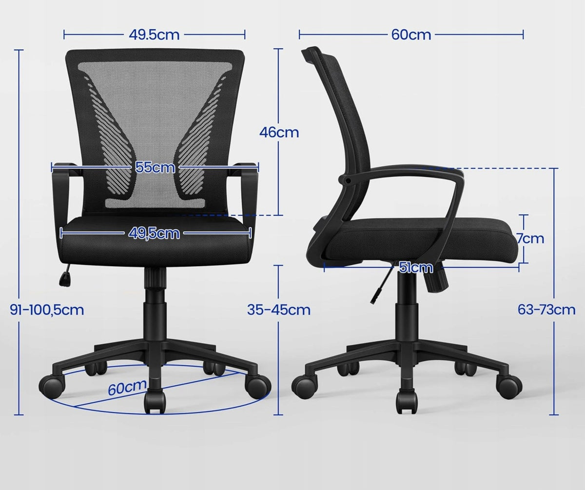 Ergonomic swivel office chair, height adjustable, black Brand Yaheetech