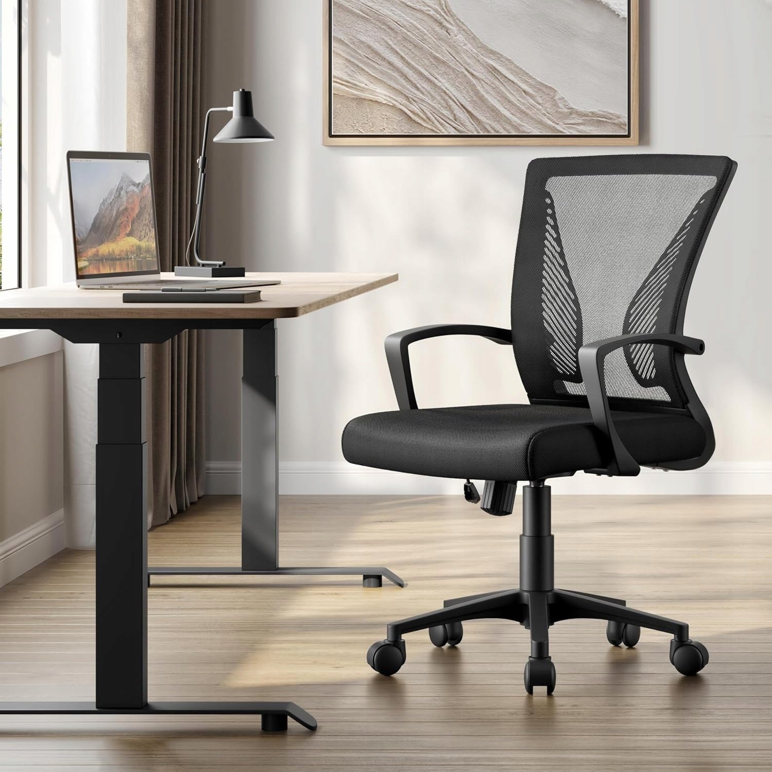 Ergonomic swivel office chair, height adjustable, black Medical device no