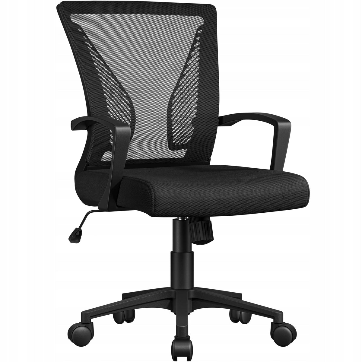 Ergonomic swivel office chair, height adjustable, black