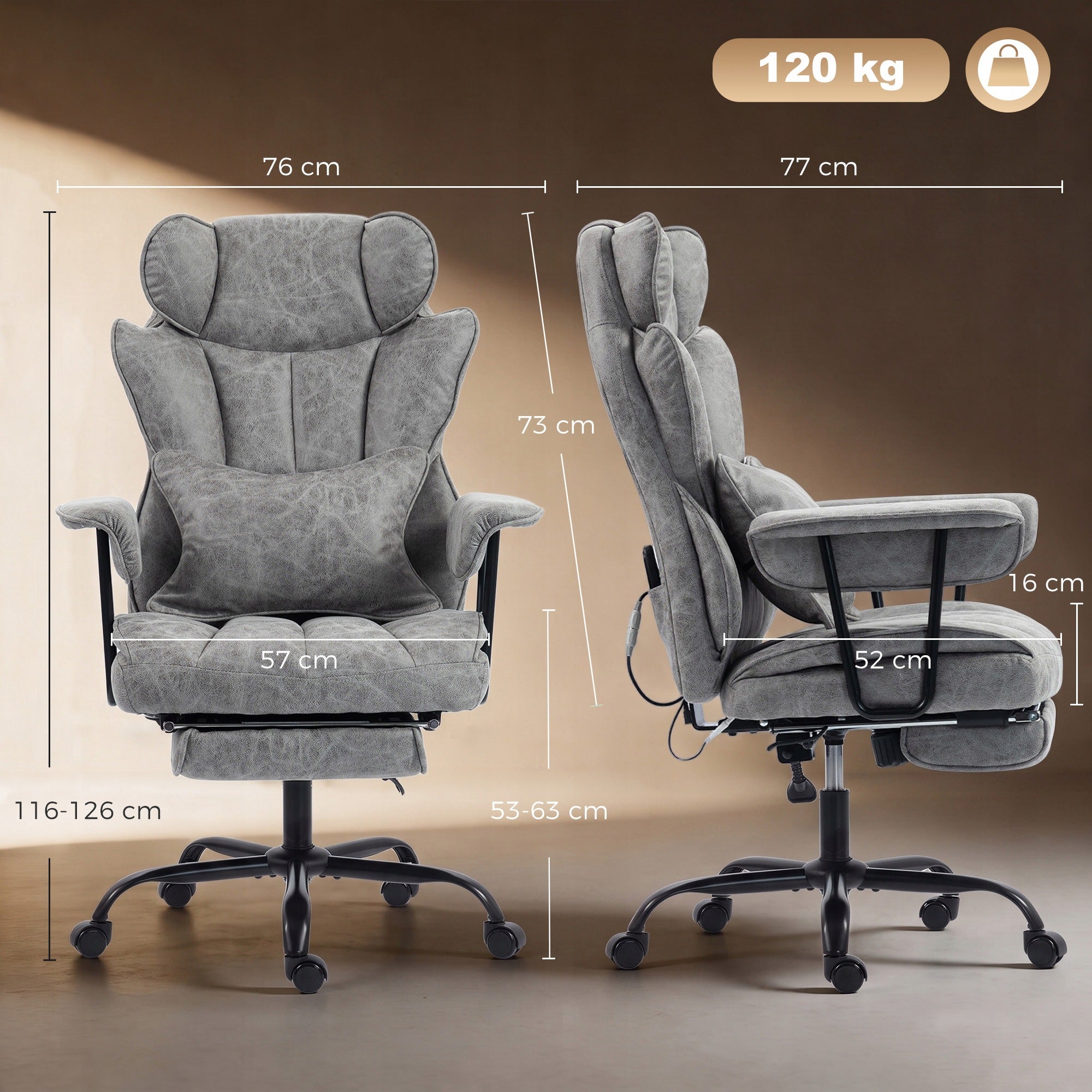 Ergonomic swivel office chair with 6-point massage and heating Brand Homcom