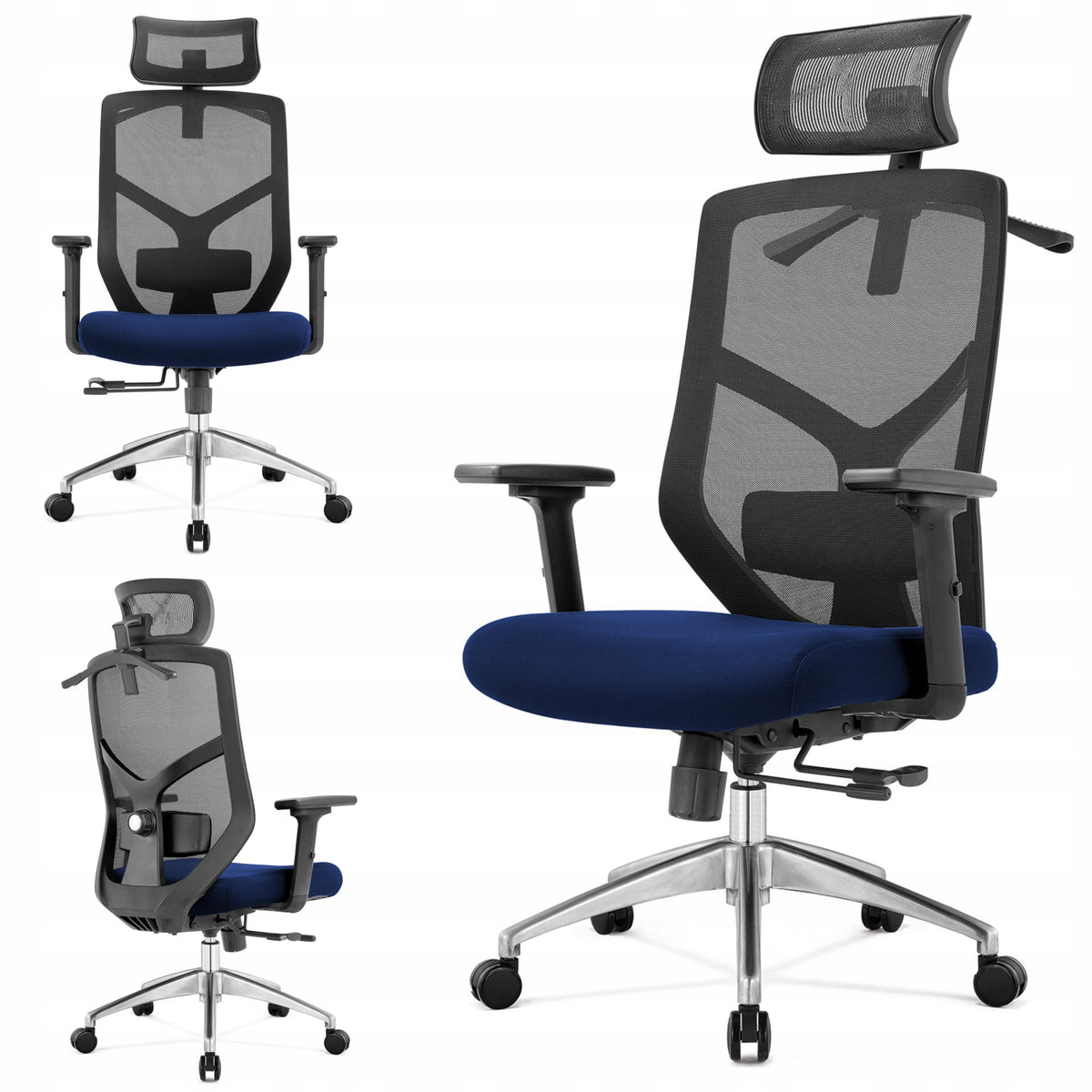 Ergonomic swivel office chair with headrest BHP Lina Drak Blue EAN (GTIN) 5907052737784