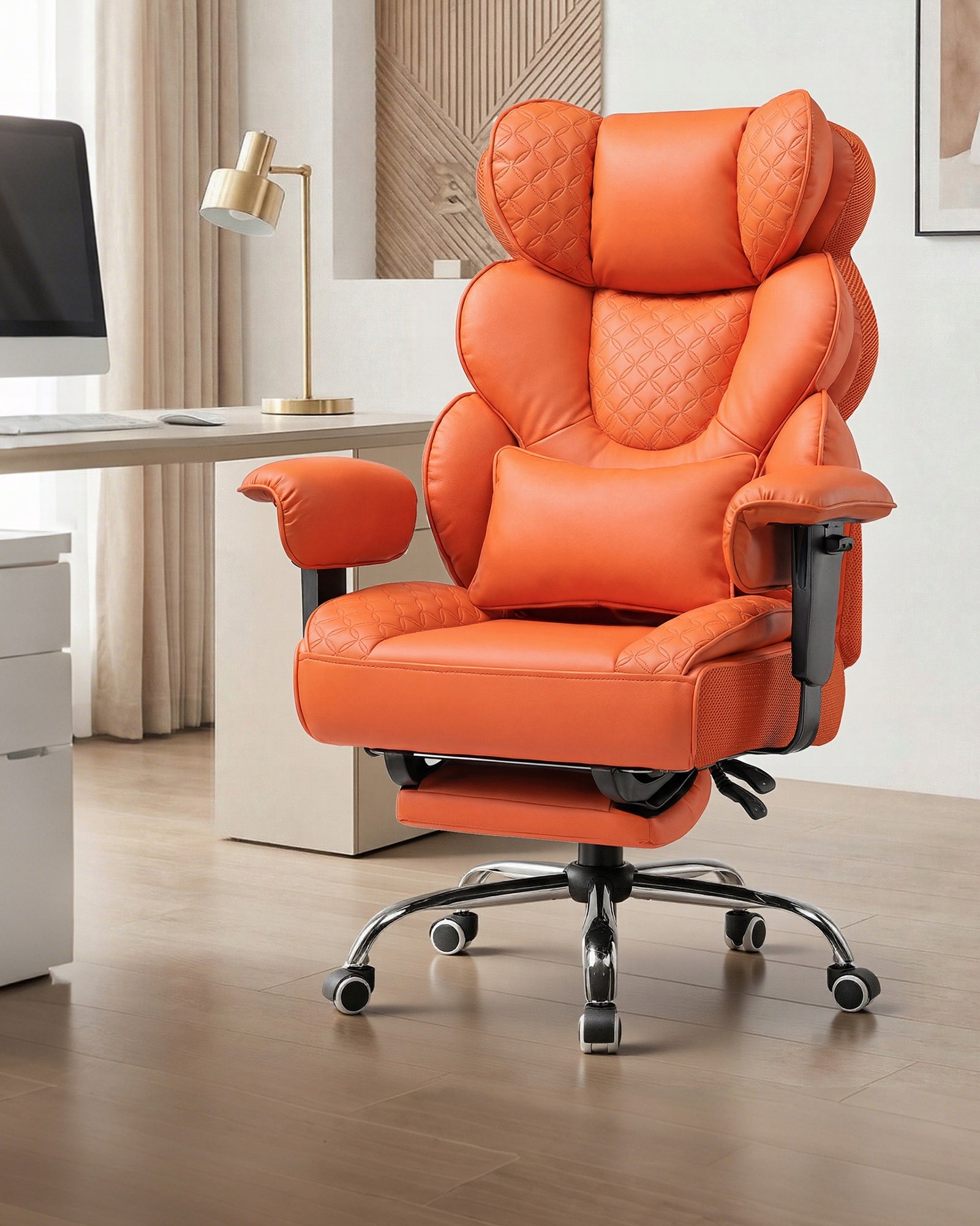 Ergonomiczny fotel gamingowy z regulowanym podparciem lędźwiowym 180 kg Furniture width 52.5 cm