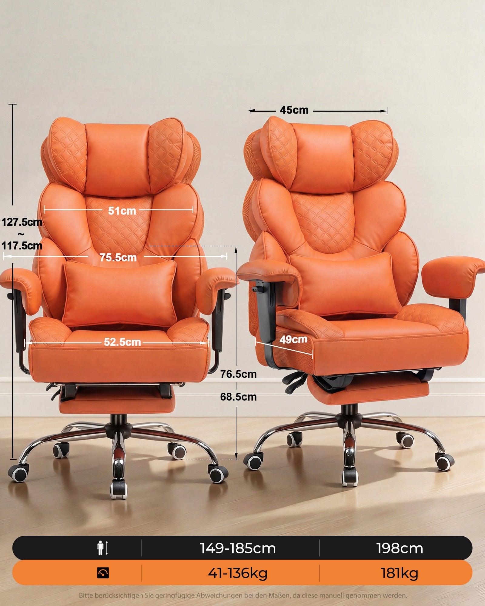 Ergonomiczny fotel gamingowy z regulowanym podparciem lędźwiowym 180 kg Manufacturer code CH910-OR