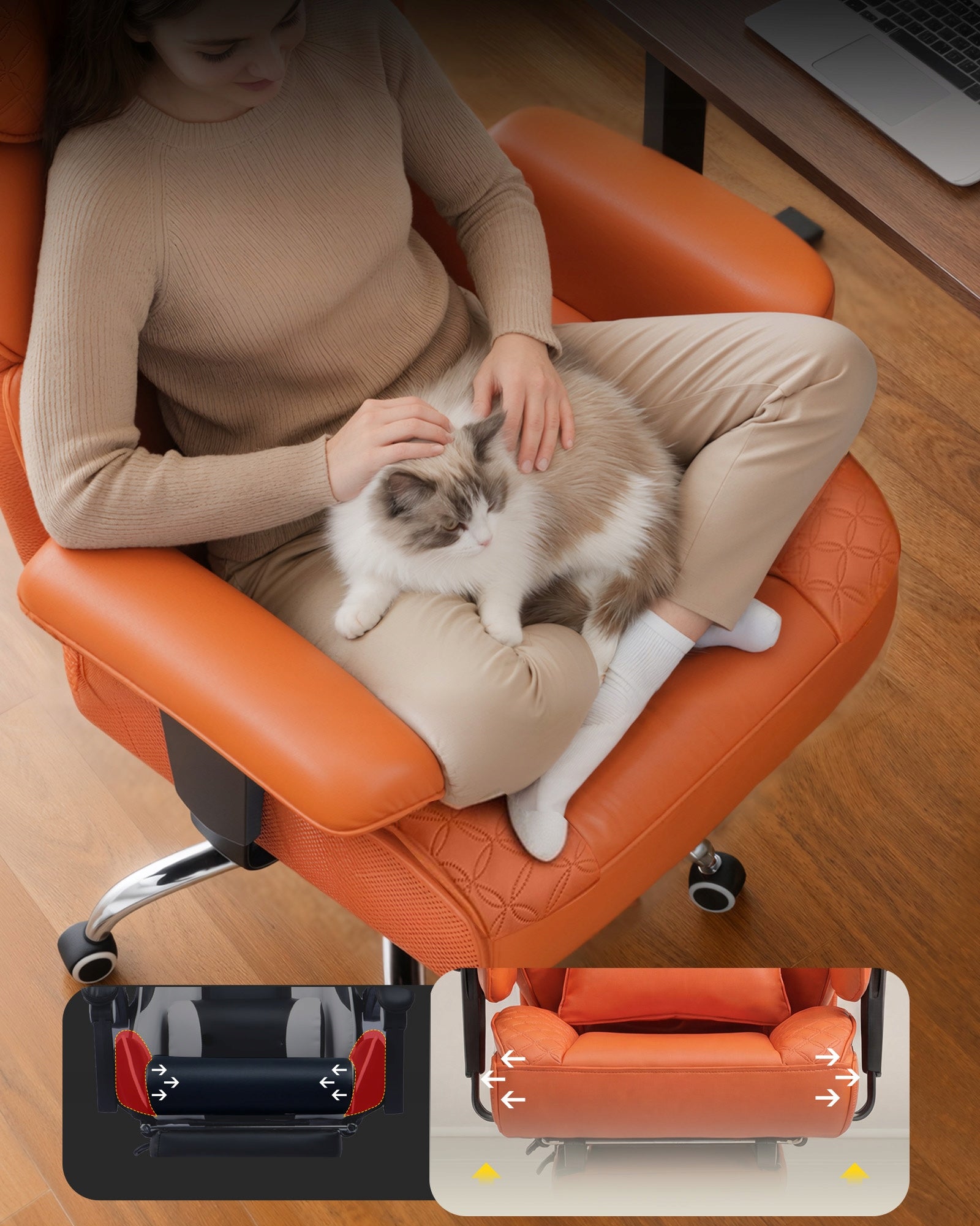 Ergonomiczny fotel gamingowy z regulowanym podparciem lędźwiowym 180 kg Model Ergonomiczne krzesło gamingowo-biurowe