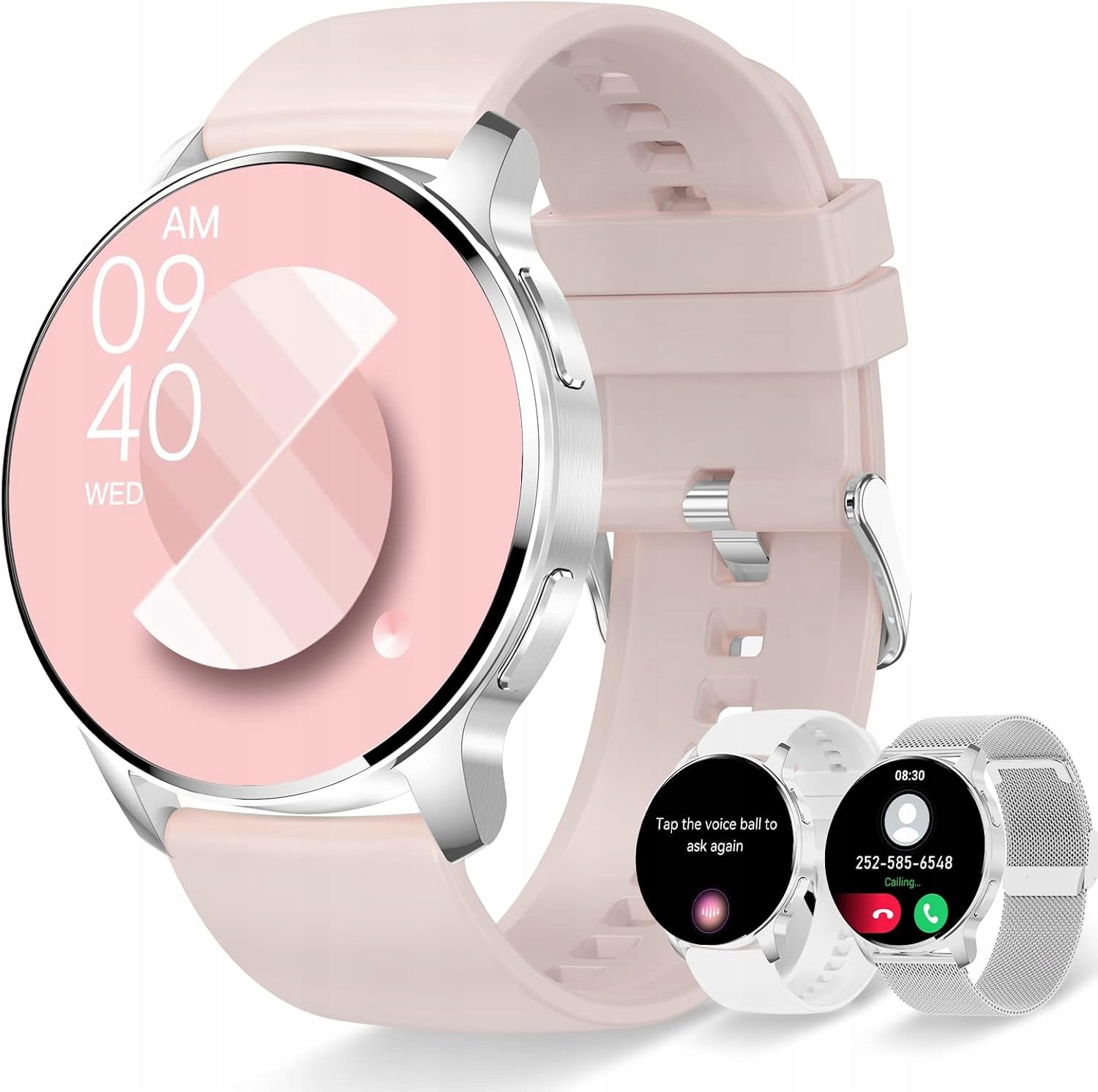 Erkwei Women's Smartwatch 1,32" Bluetooth, Pedometer, Heart Rate, SpO2, Sleep
