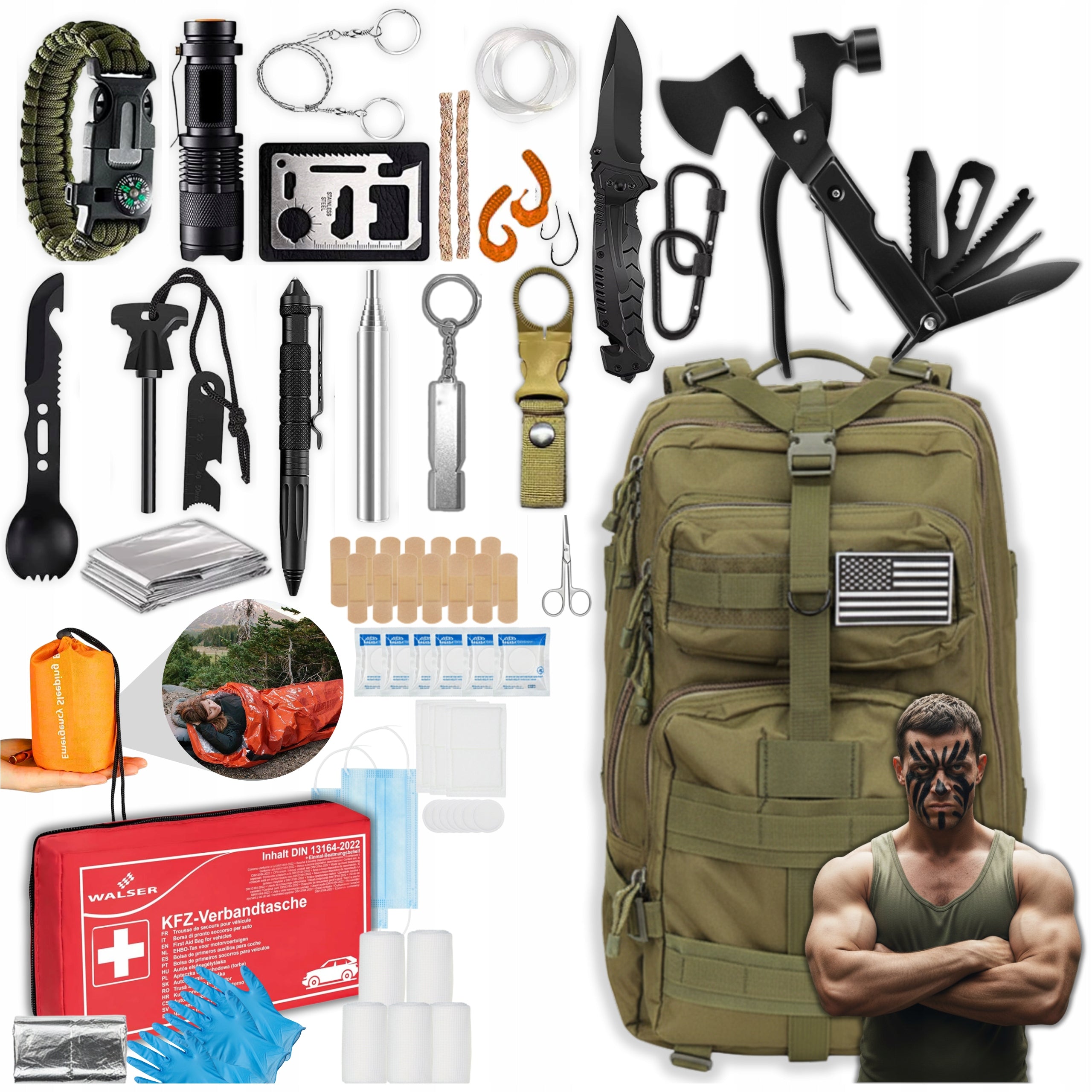 Escape Backpack with Equipment Survival Essentials Set