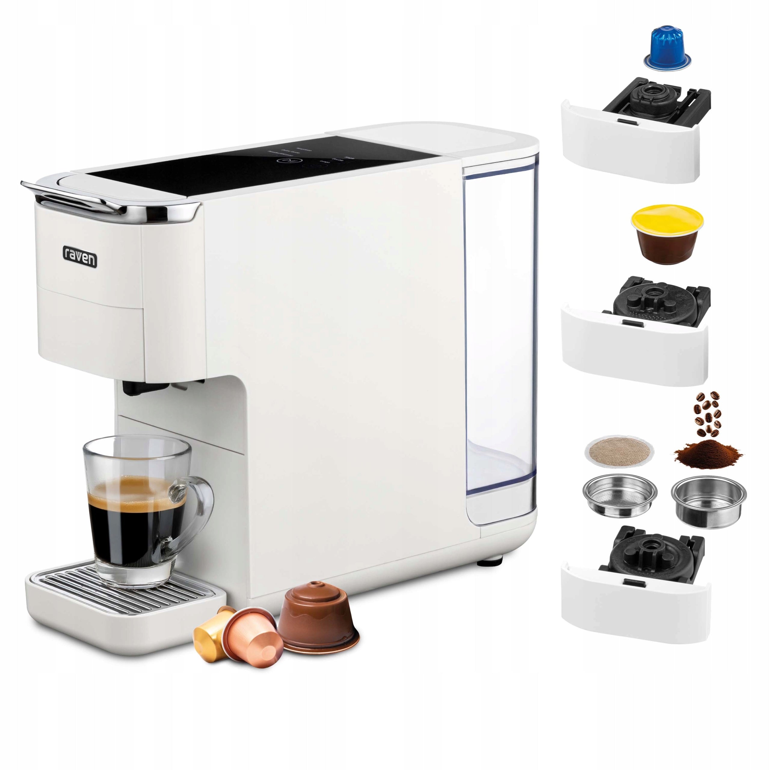 Espresso machine Capsule Raven EEK001B 3 Coffee Adapters White