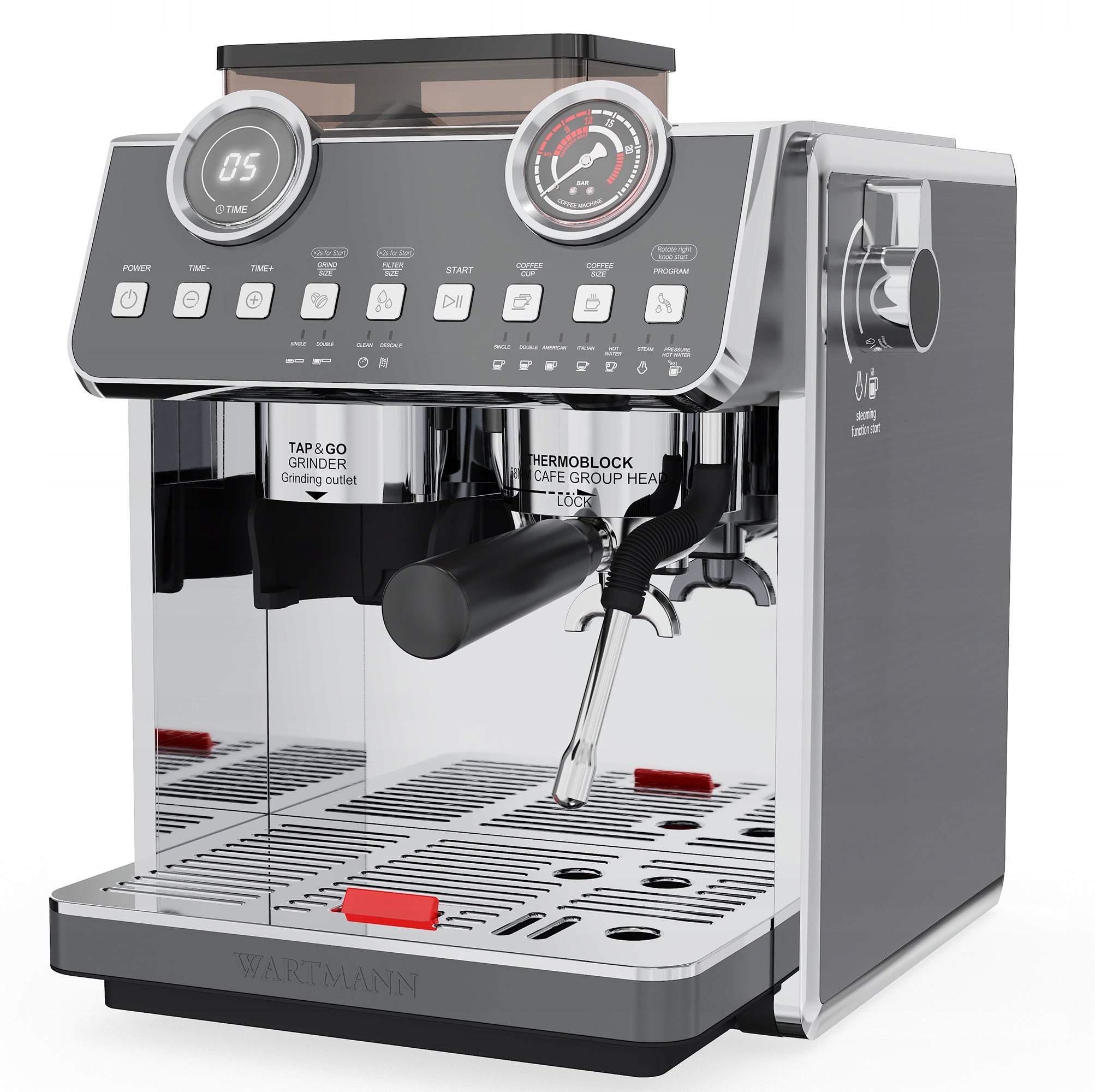 Espresso machine Wartmann WM-2502 EM flask 20 bar 2850W with grinder
