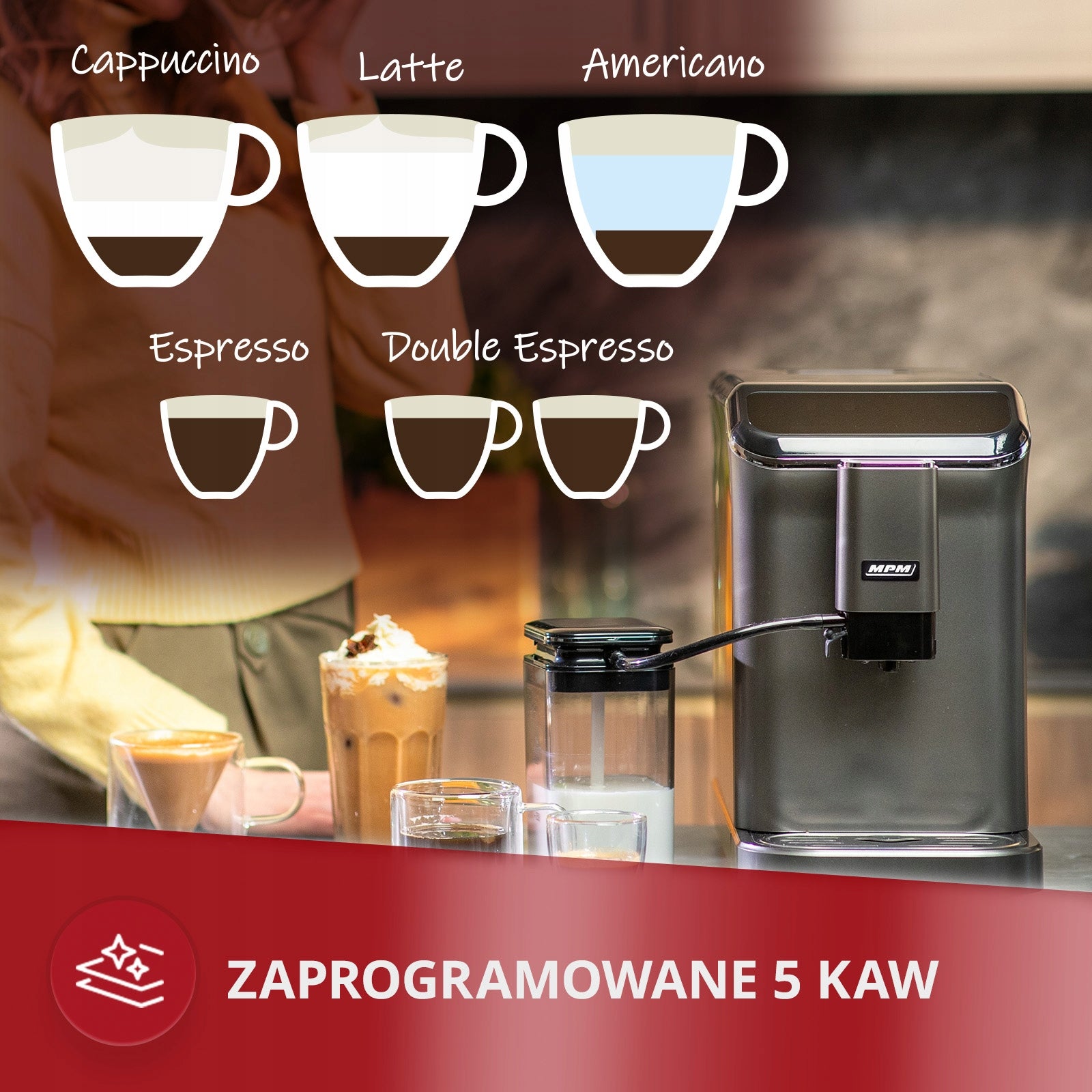 Espresso machine automatic coffee maker MPM-MKW-11M 20 BAR COFFEE MACHINE Brand MPM