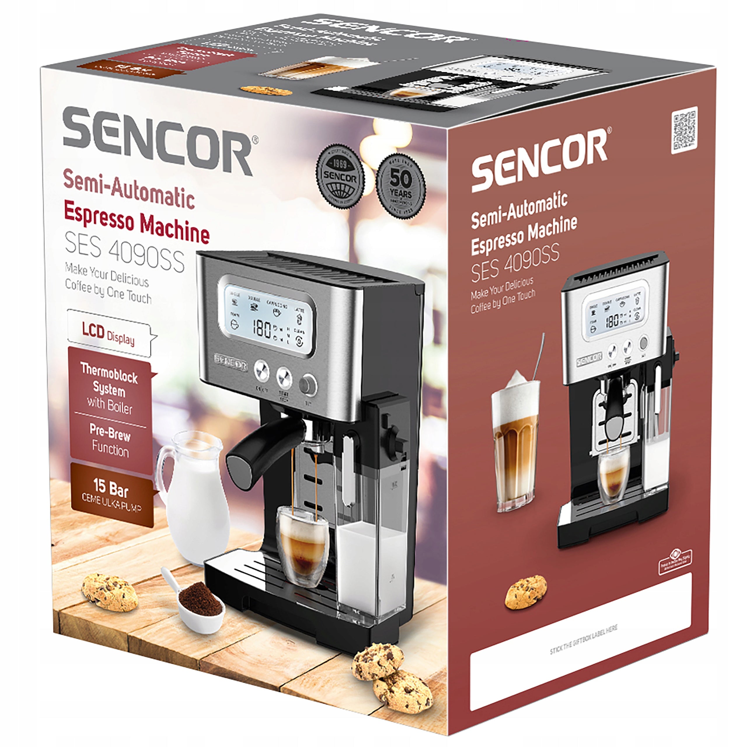 Espresso machine automatic flask 1450W 15 bar Sencor SES4090SS Packaging status original