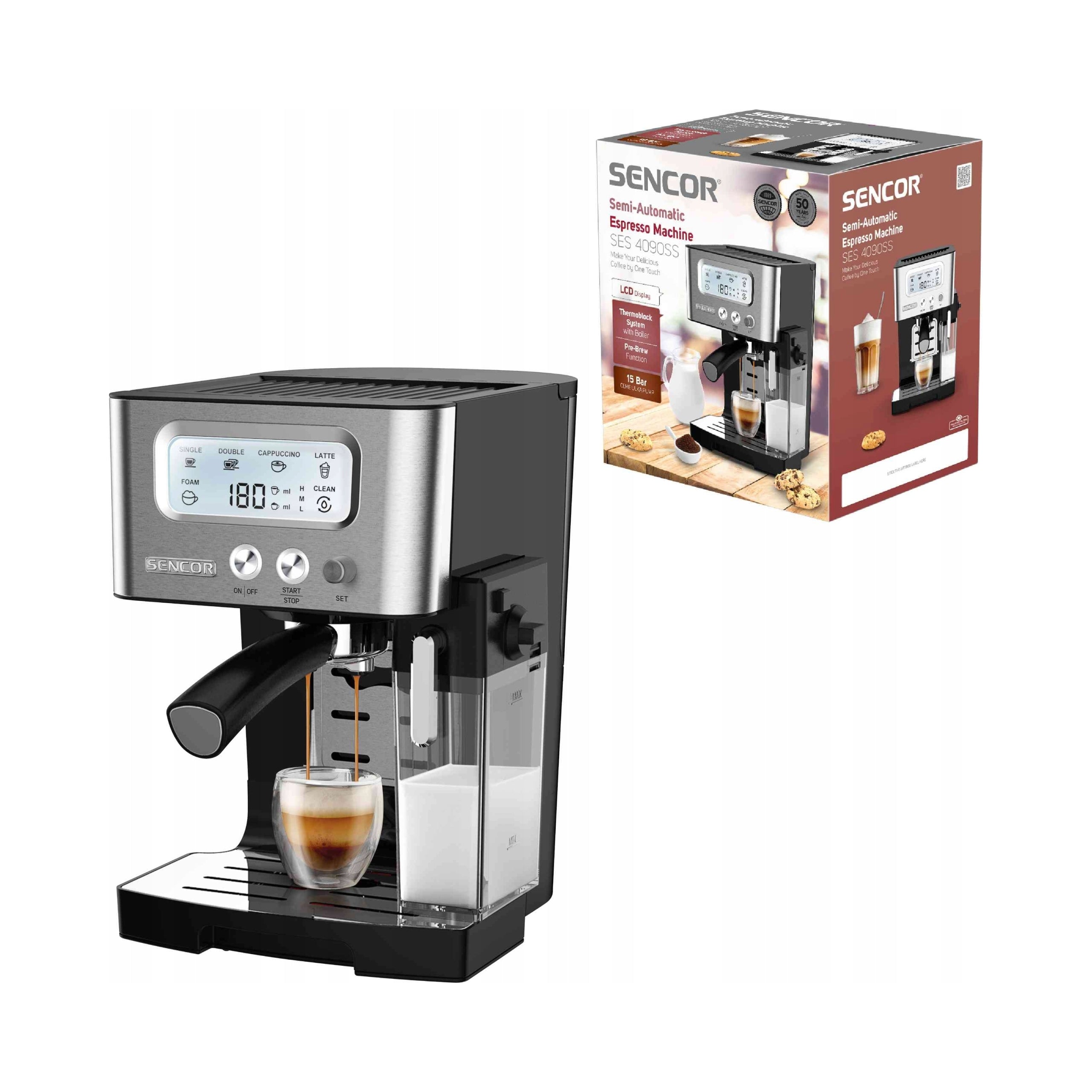Espresso machine automatic flask 1450W 15 bar Sencor SES4090SS