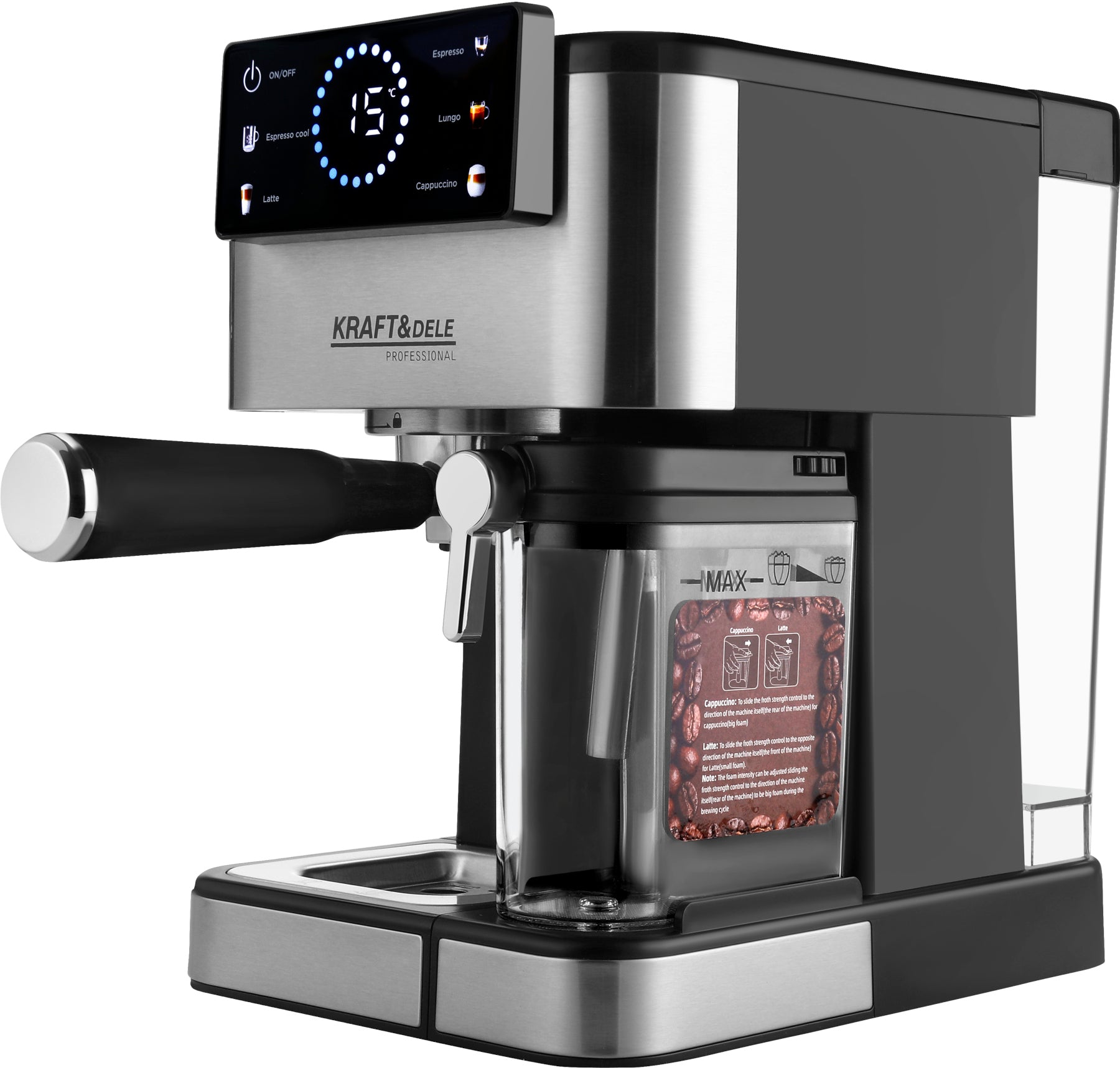 Espresso machine for coffee 1500W 20 bar LCD KRAFT&DELE KD4292 Brand no brand