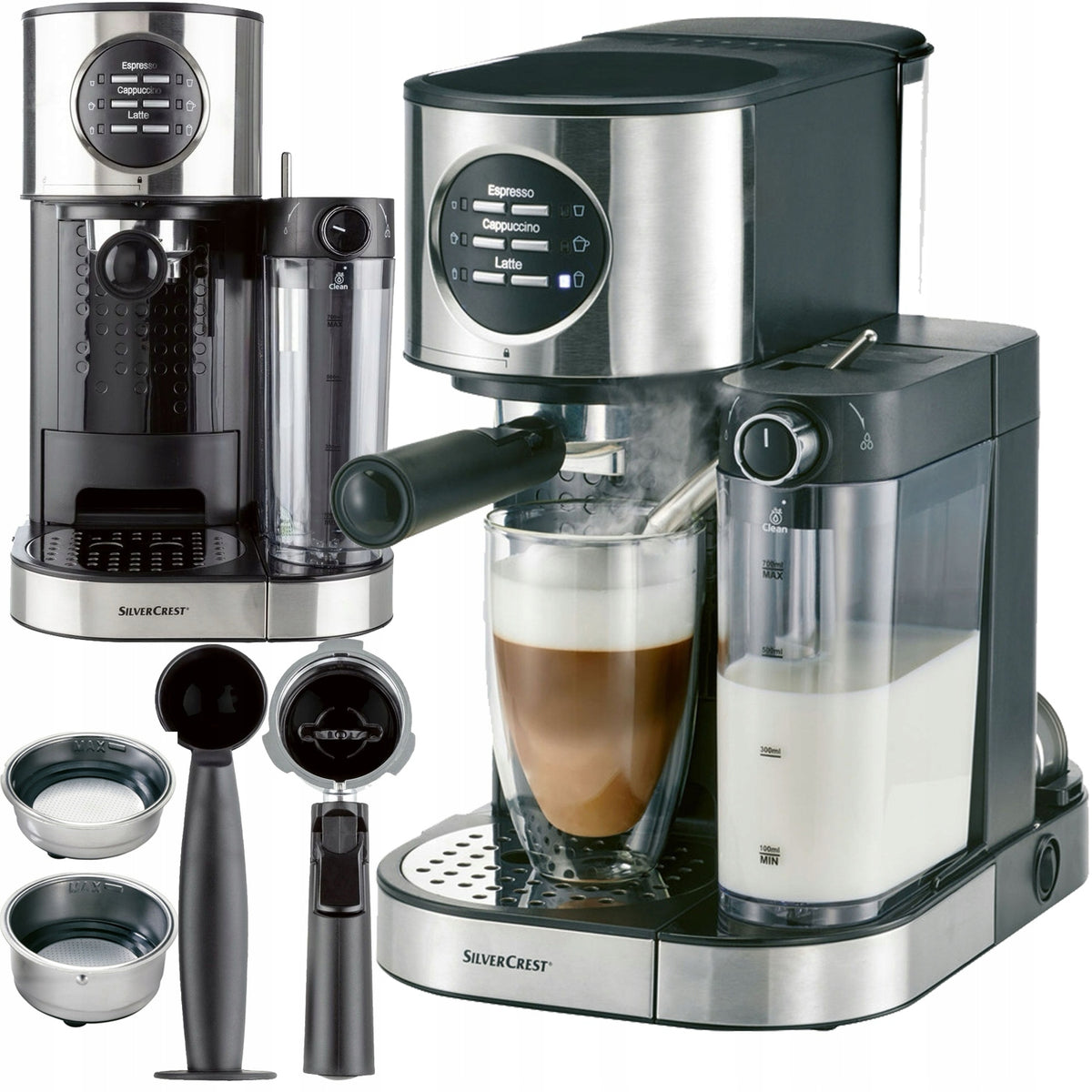Espresso machine with frother Silvercrest SEMM 1470W Function Latte PRO
