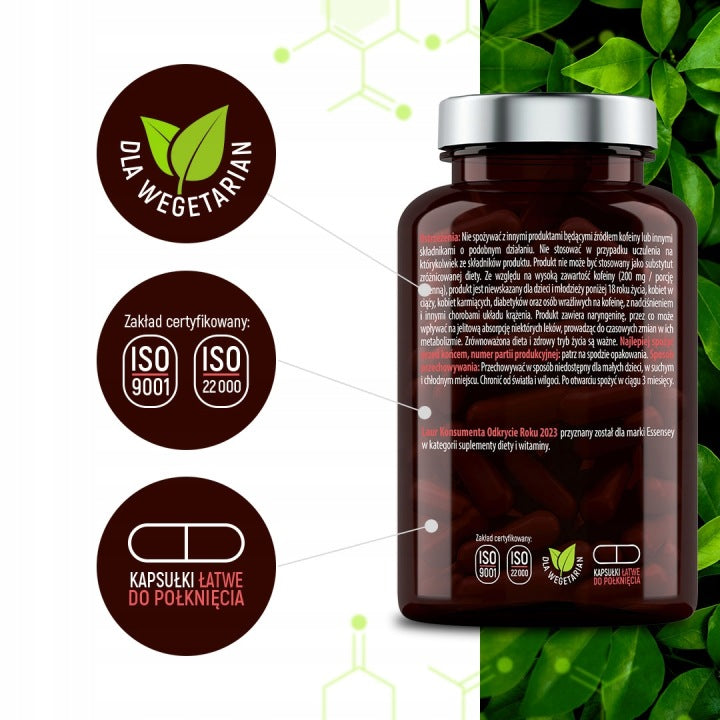 Essensey CAFFEINE 200 MG NARYNGENIN FOR 120 DAYS VEGETARIAN SPORT ANHYDROUS CAFFEINE Expiration date not specified