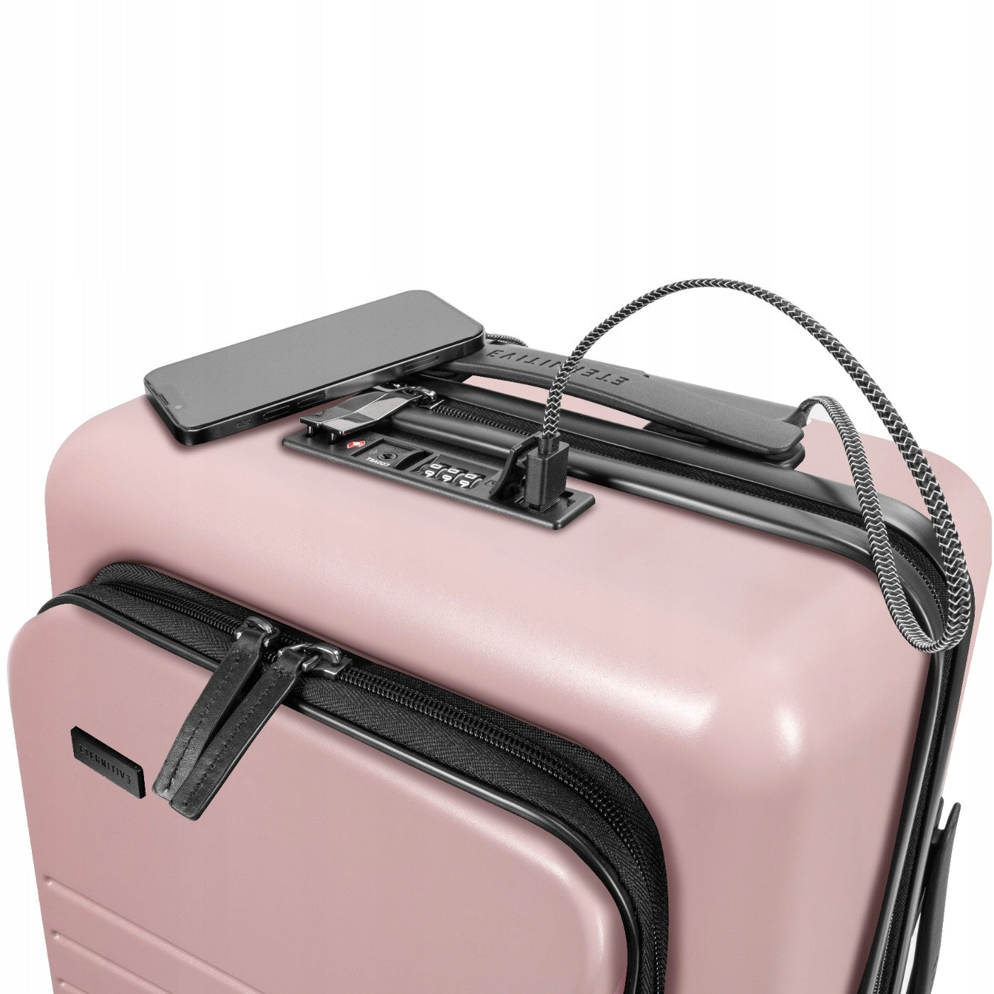 Eternitive E3 Cabin Case ABS + Polycarbonate USB Port Wheels 360° pink Height 54 cm