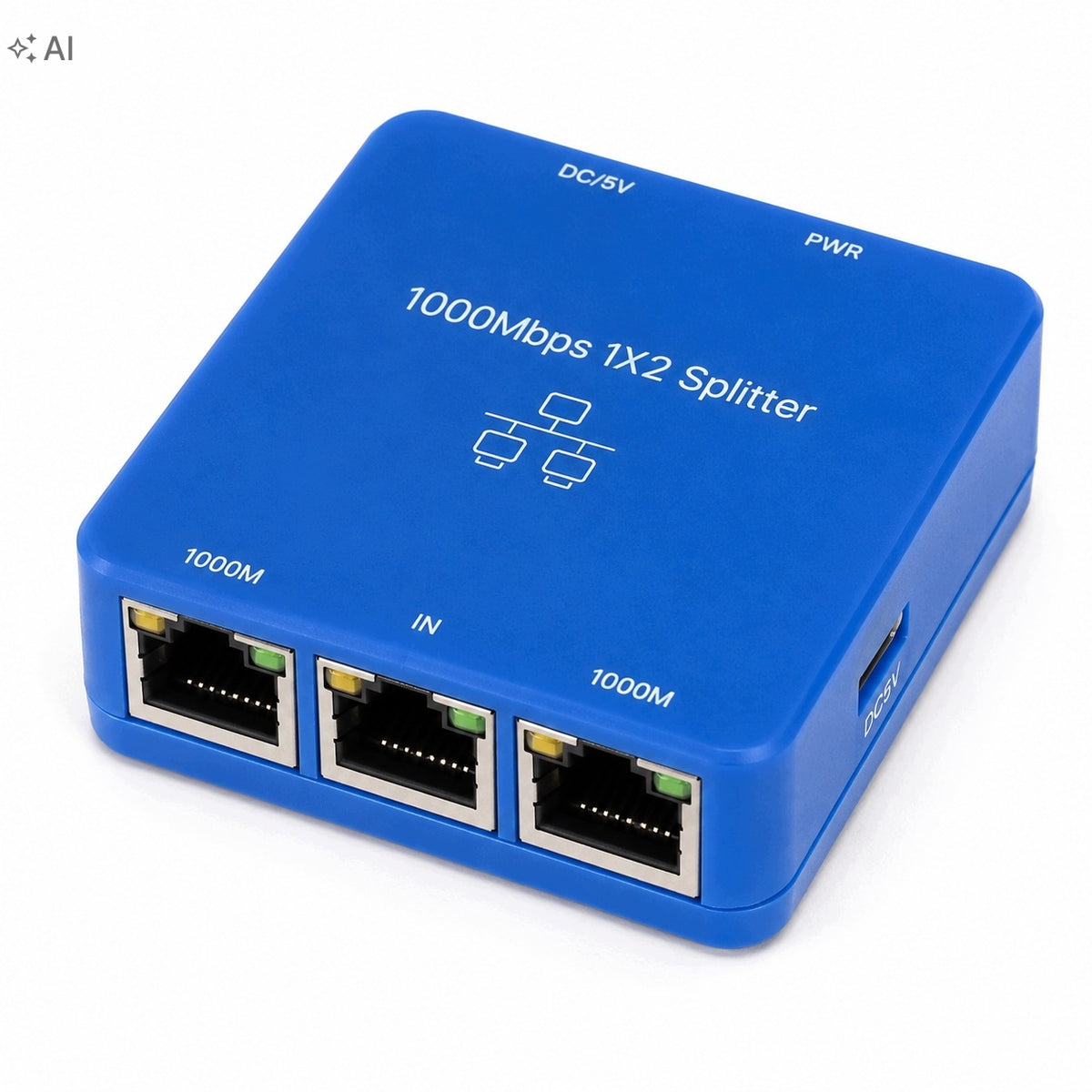 Ethernet Splitter RJ45 1 to 2 Gigabit 1000Mbps LAN USB 2x RJ45 Packaging status original