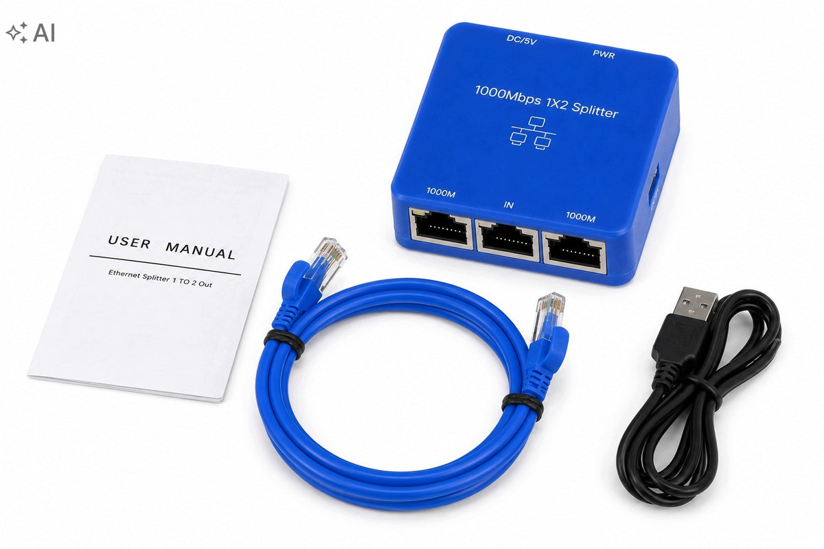 Ethernet Splitter RJ45 1 to 2 Gigabit 1000Mbps LAN USB 2x RJ45