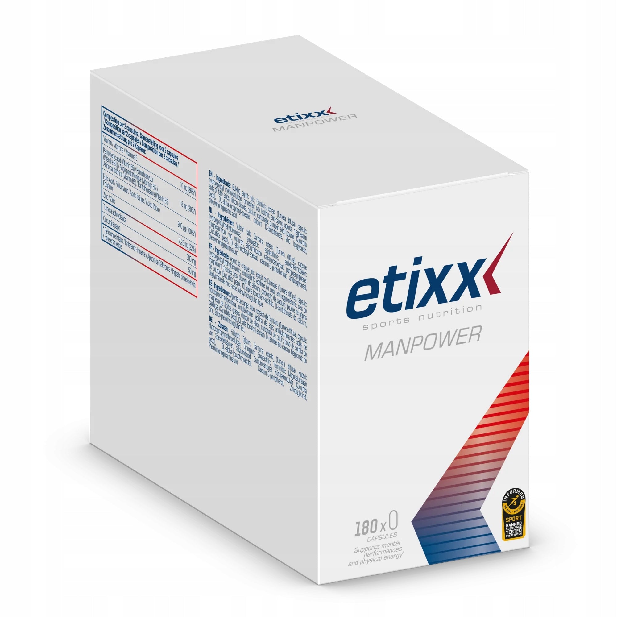 Etixx Manpower 180 capsules dietary supplement for men zinc testosterone