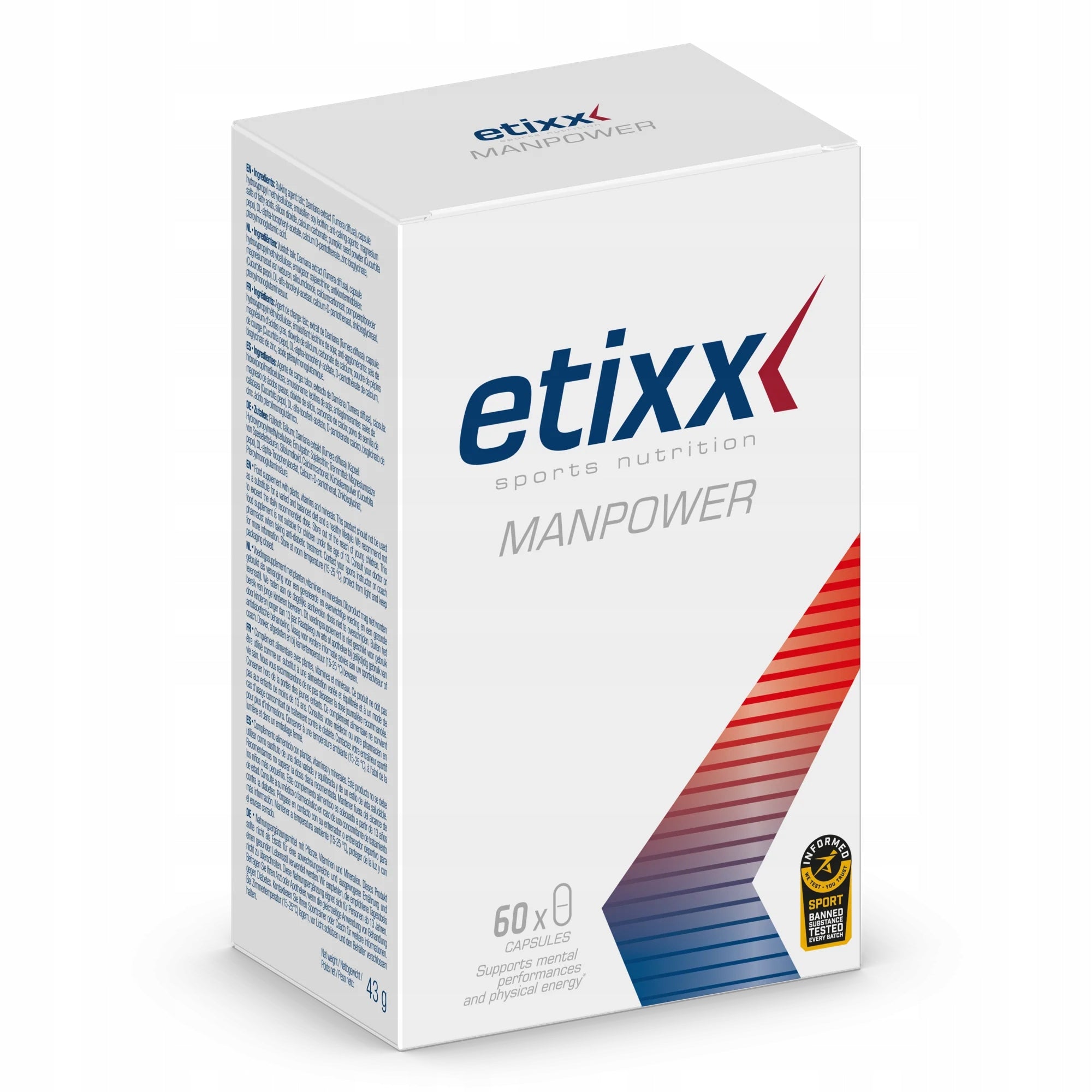 Etixx Manpower 60 capsules dietary supplement for men zinc testosterone