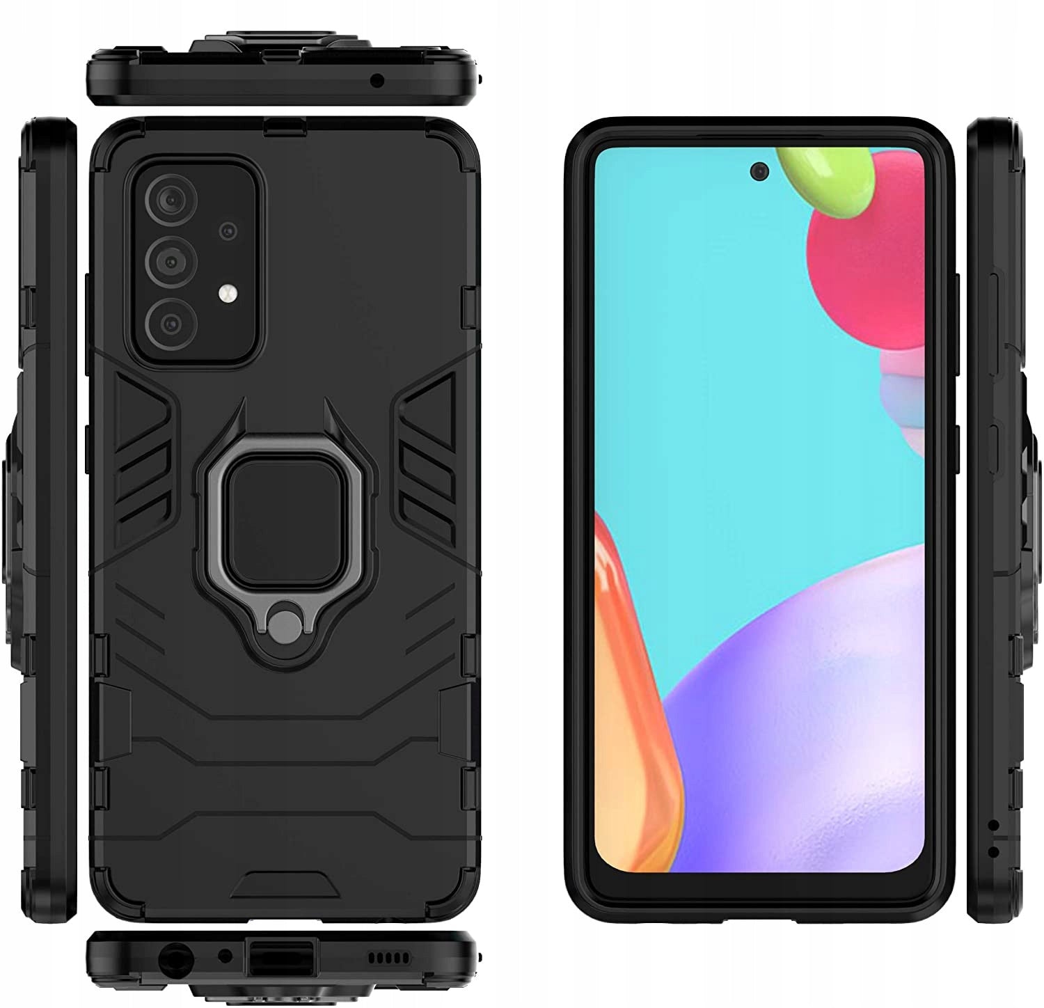 Hurtel Ring Armor Hülle für Samsung Galaxy A52s 5G / A52 5G / A52 4G, Schwarz 