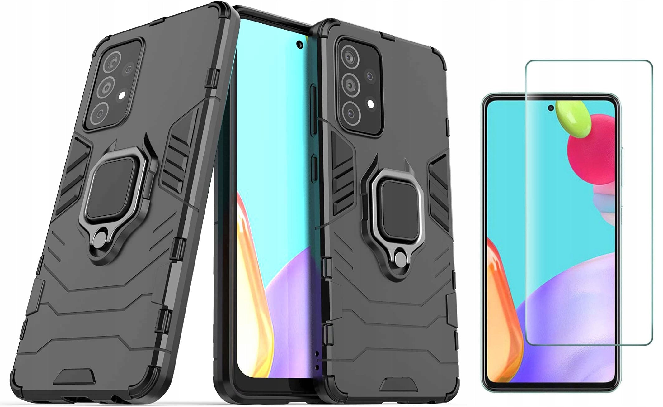 Hurtel Ring Armor Hülle für Samsung Galaxy A52s 5G / A52 5G / A52 4G, Schwarz 