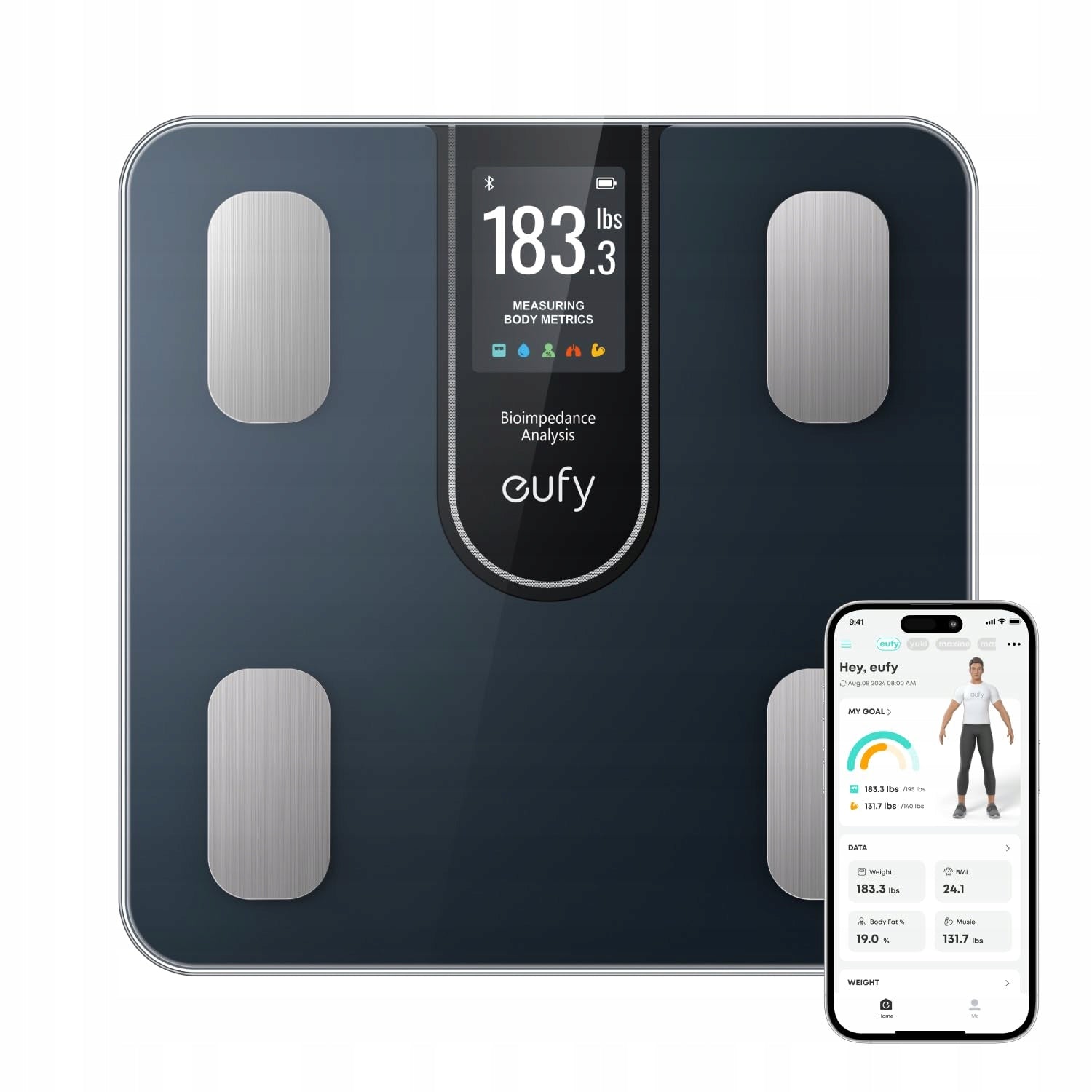 Eufy bathroom scale digital Bluetooth LCD black 16 attributes 3.36 inch