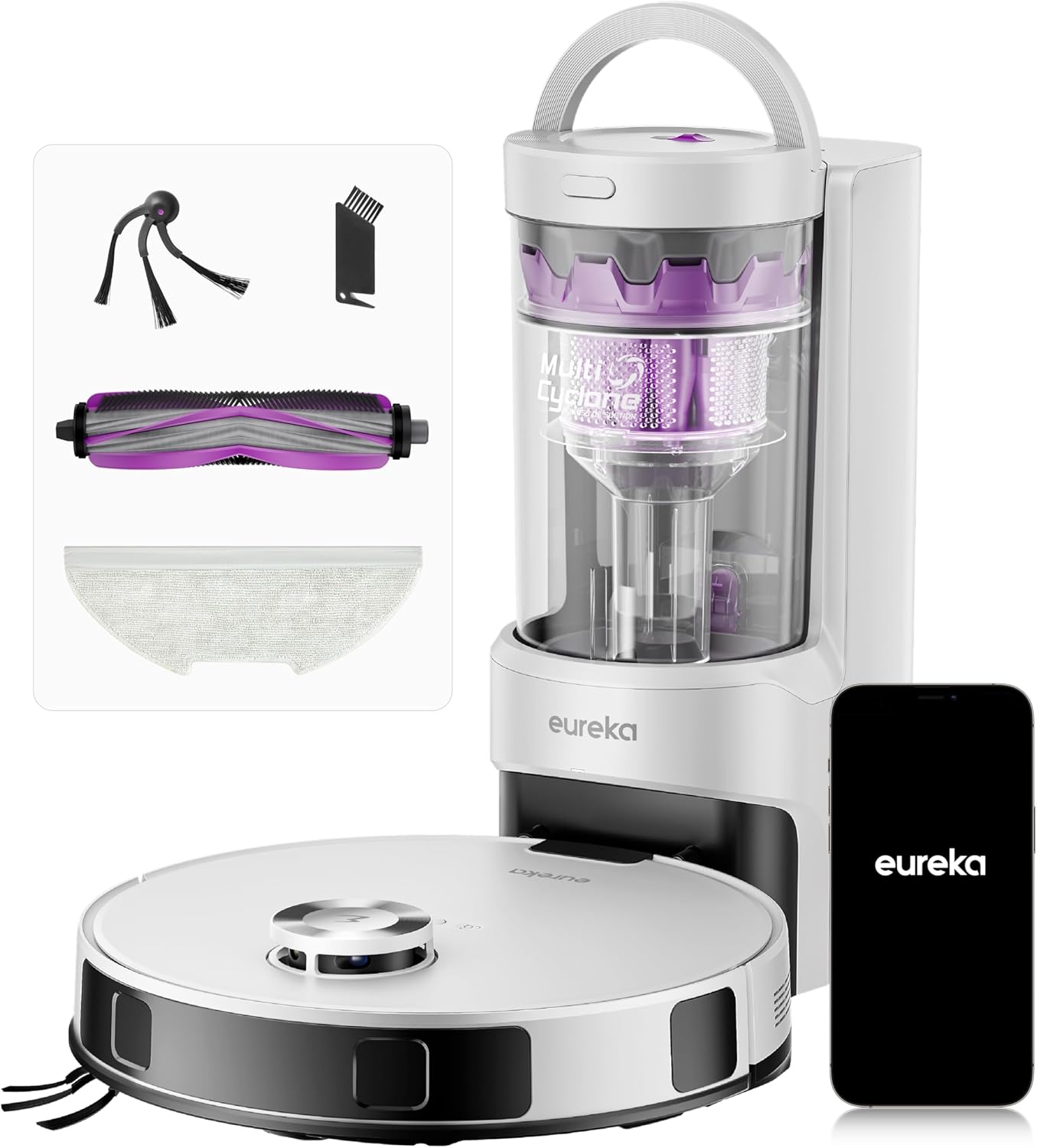 Eureka E20 Evo Plus robot vacuum cleaner mop 10000 Pa LDS mapping white