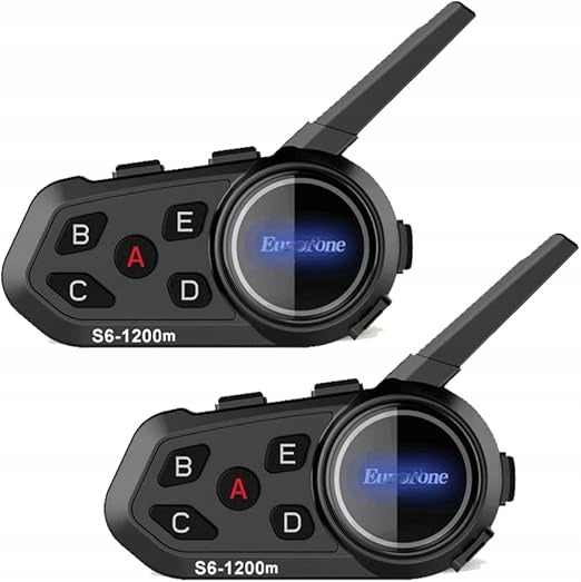 Eurofone S6 Intercom Bluetooth for helmet 2 pcs FM GPS 1200 m waterproof