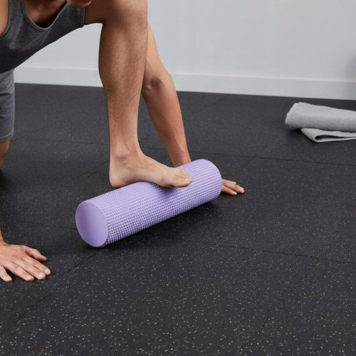 Eva Foam Roller Large Supportive Exercise Roller Pilates Purple 45x10cm Packaging status original