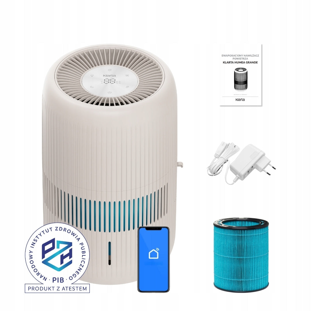 Evaporative humidifier KLARTA Humea Grande WiFi Beige LED 80m² 600 ml/h