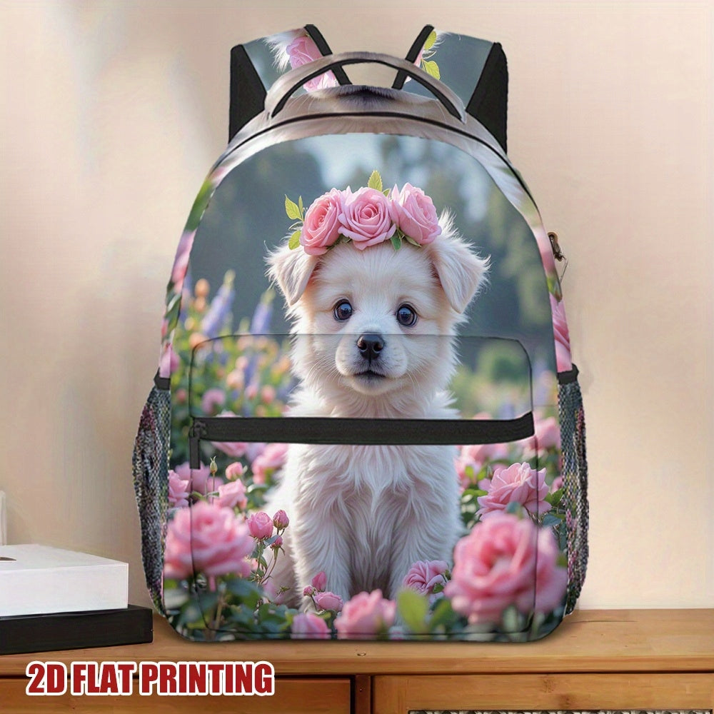 Everyday Travel Backpack - Springtime Puppy Pink Floral