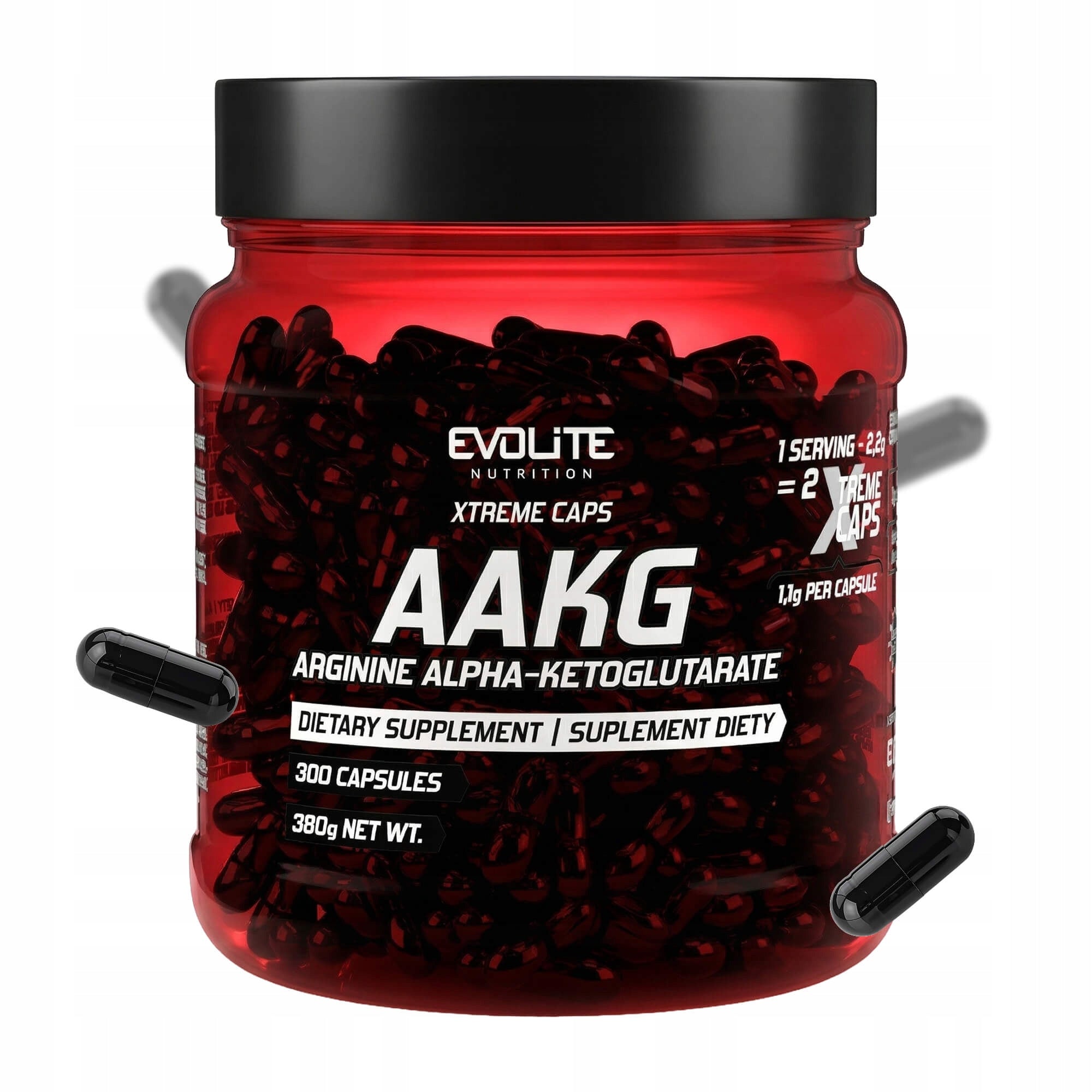 Evolite AAKG Xtreme 300 Capsules 1100mg L-Arginine Mega Pump NO Booster GH Argi