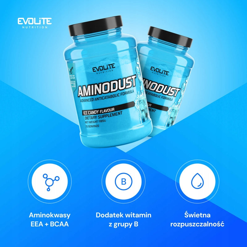 Evolite Aminodust 1185g Essential Amino Acids EAA BCAA Endogenous Expiration date at least 1 year from the date of purchase