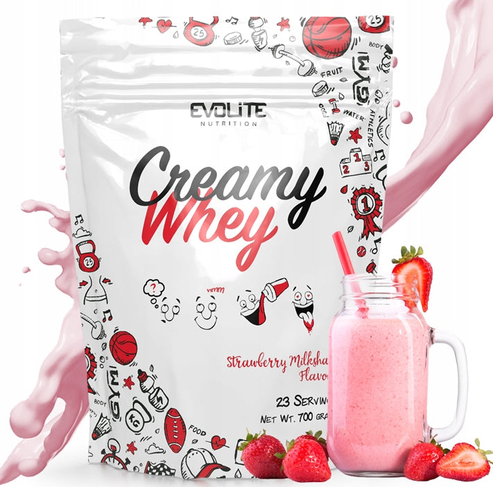 Evolite Creamy Whey 700g Strawberry Milkshake PROTEIN WPC Whey Strawberry
