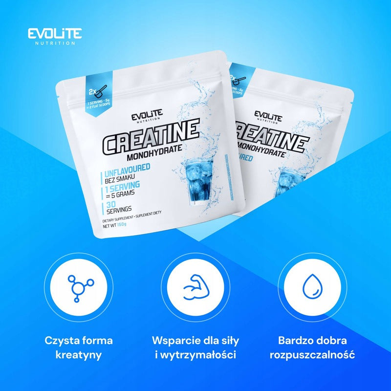 Evolite Creatine Monohydrate 30 Servings Tasteless Mass Strength Strong Creatine Expiration date at least 1 year from the date of purchase