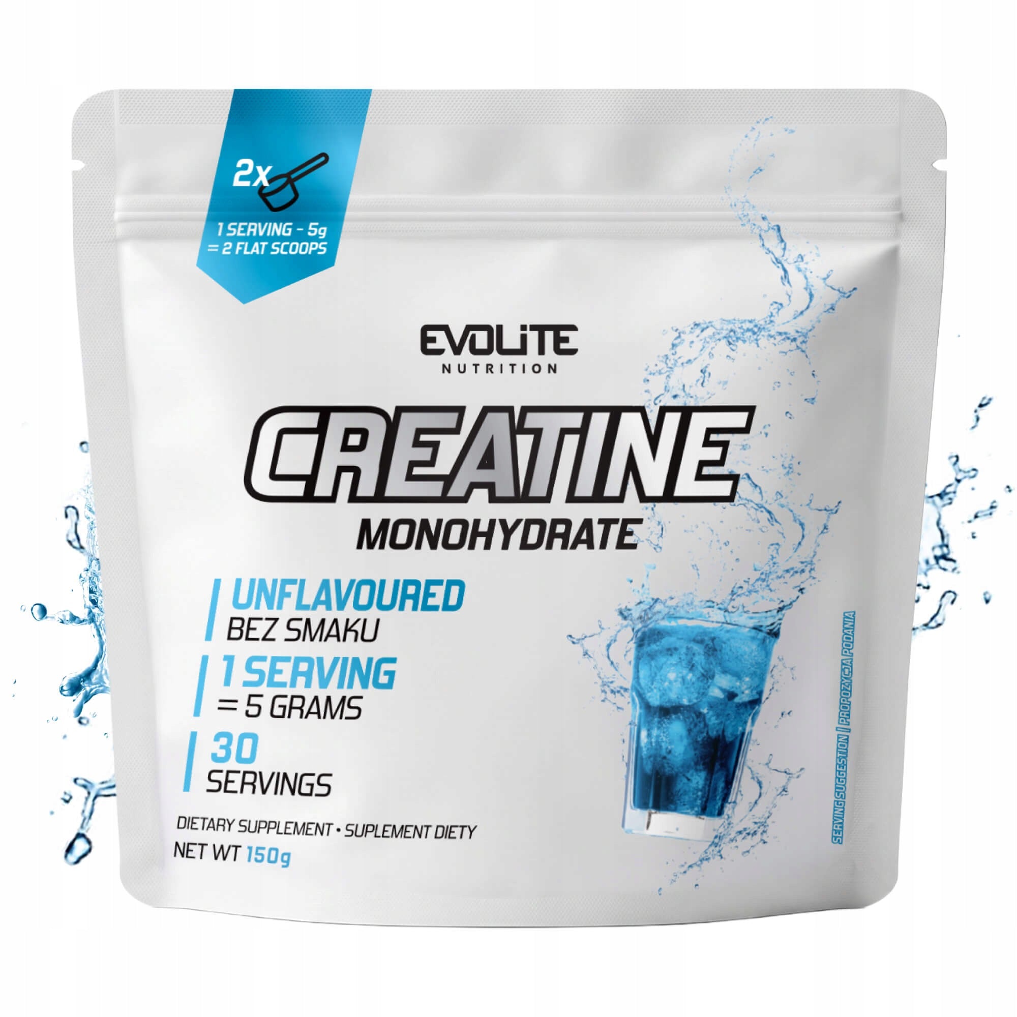 Evolite Creatine Monohydrate 30 Servings Tasteless Mass Strength Strong Creatine Packaging status original