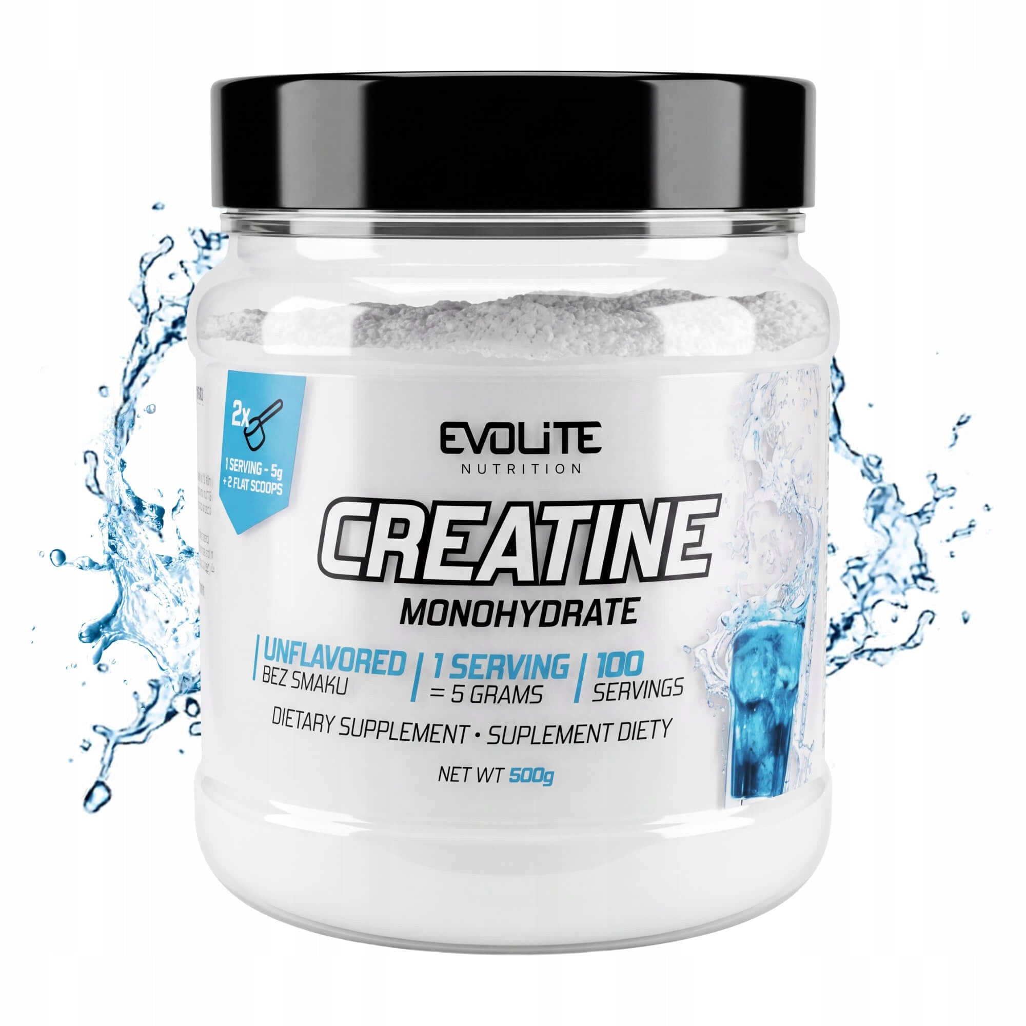 Evolite Creatine Monohydrate 500g Creatine Mono Mass Strength Unflavored