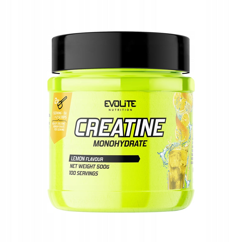 Evolite Creatine Monohydrate Lemon 500 g Creatine Taurine Support Training Packaging status original