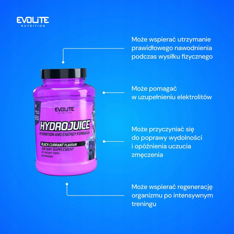 Evolite HYDROJUICE 1,5kg ISOTONIC Electrolytes Vitamins Hydration Currant Expiration date not specified