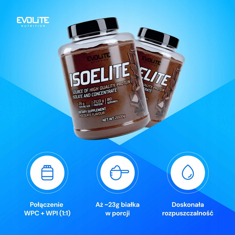 Evolite IsoElite 2000g 50:50 ISOLATE + CONCENTRATE WPI WPC 1:1 WHEY 2kg Expiration date at least 1 year from the date of purchase