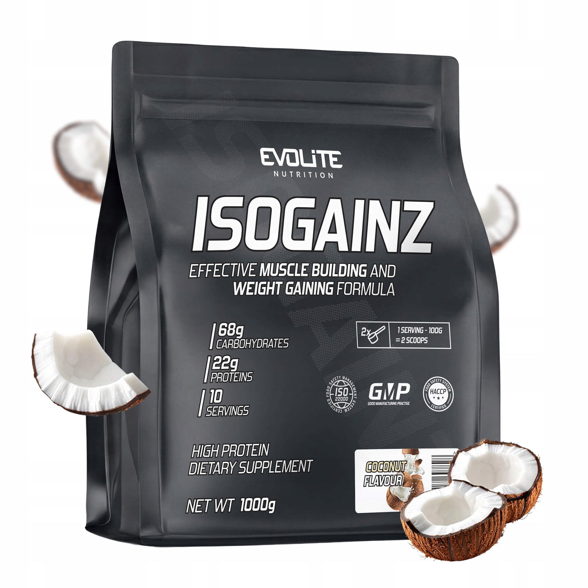 Evolite IsoGainz 1000g 1kg Gainer Weight Complex Carbohydrates Regeneration