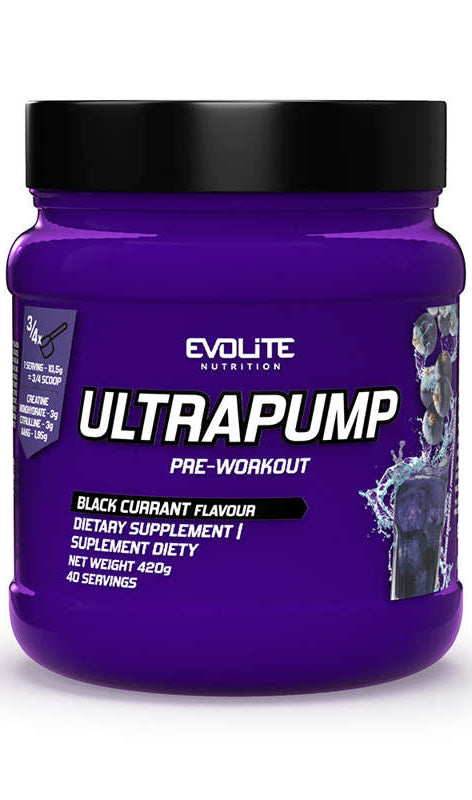 Evolite ULTRA PUMP 420g taste Black Currant Pre-WORKOUT Creatine Packaging status original