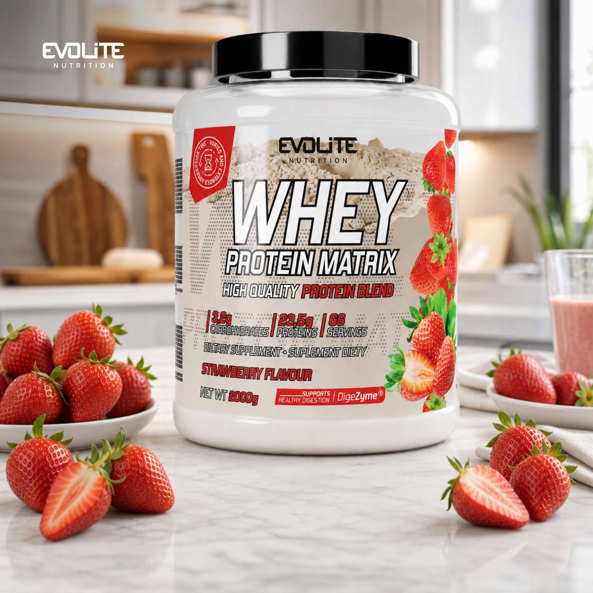 Evollite Nutrition Whey Protein Matrix 2000g MPI WPC WPI ENZYMES Lactase Expiration date at least 1 year from the date of purchase