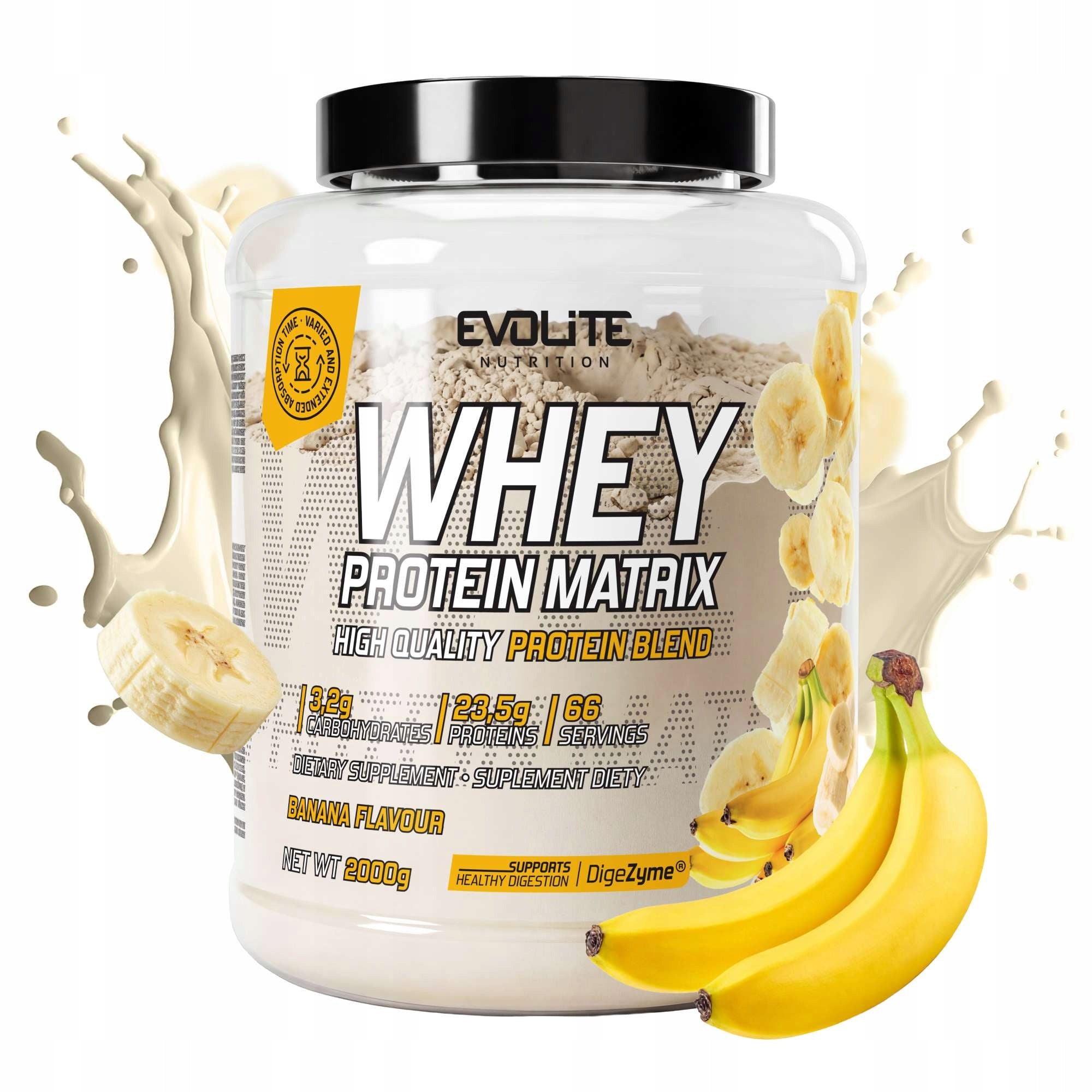 Evollite Nutrition Whey Protein Matrix 2000g MPI WPC WPI ENZYMES Lactase
