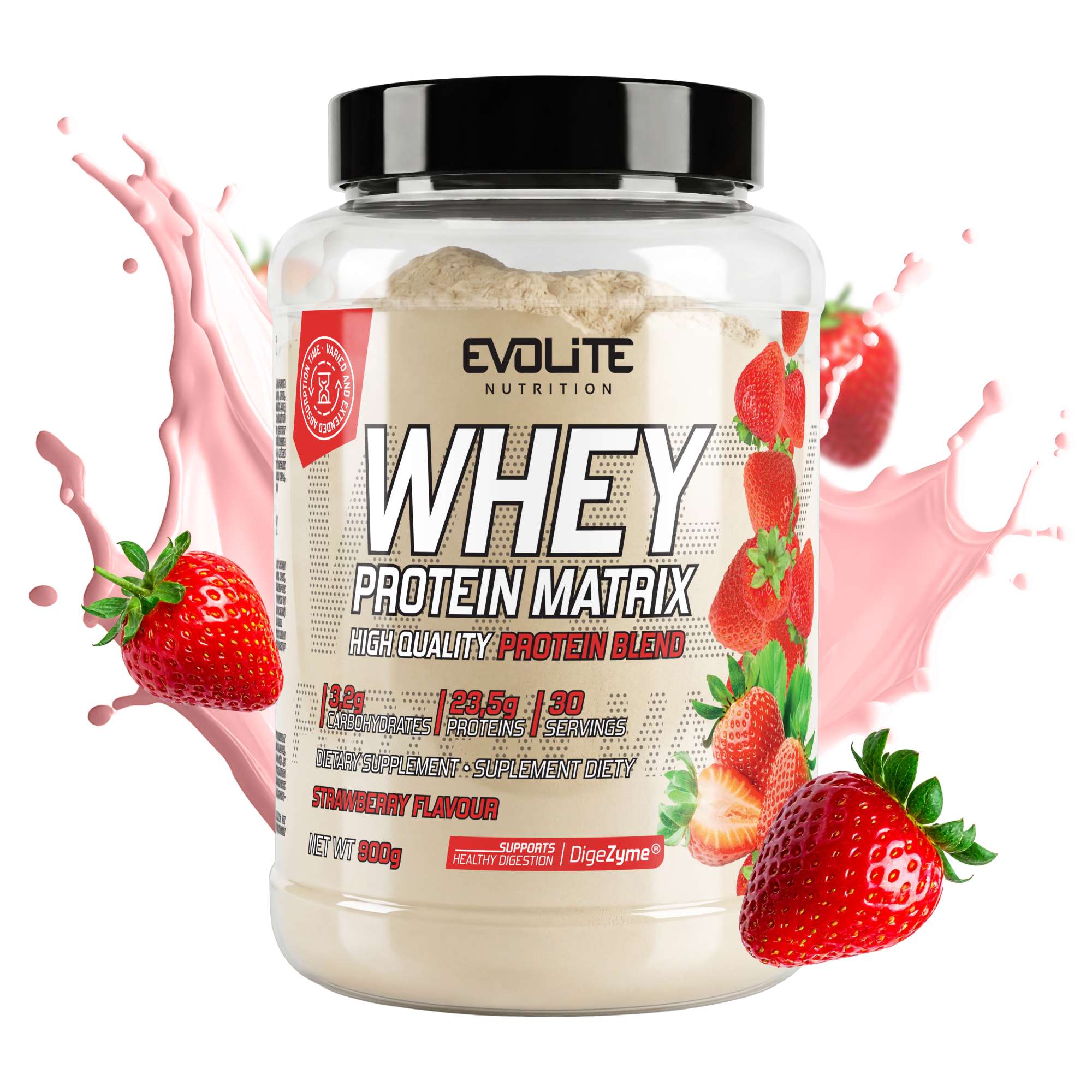 Evollite Nutrition Whey Protein Matrix 900g MPI WPC WPI ENZYMES Lactase