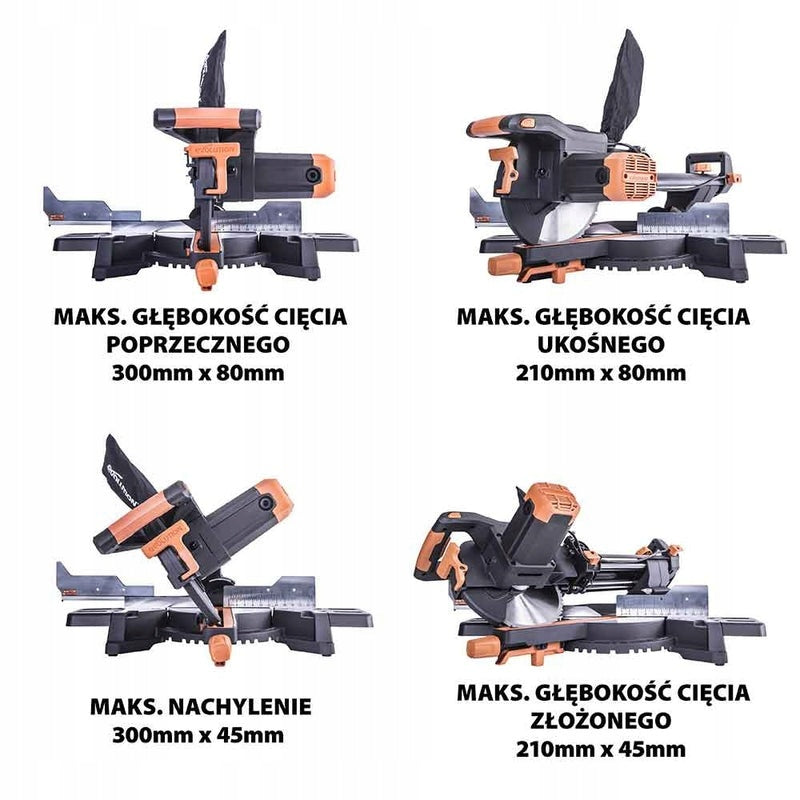 Evolution R255SMS+ Miter Saw 255mm 2000W Multi-Material Brand Evolution