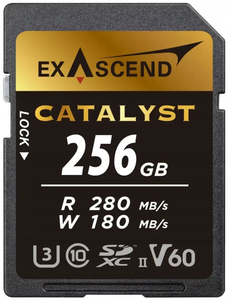 ExAscend Catalyst 256GB UHS-II V60 SD memory card for photo and video