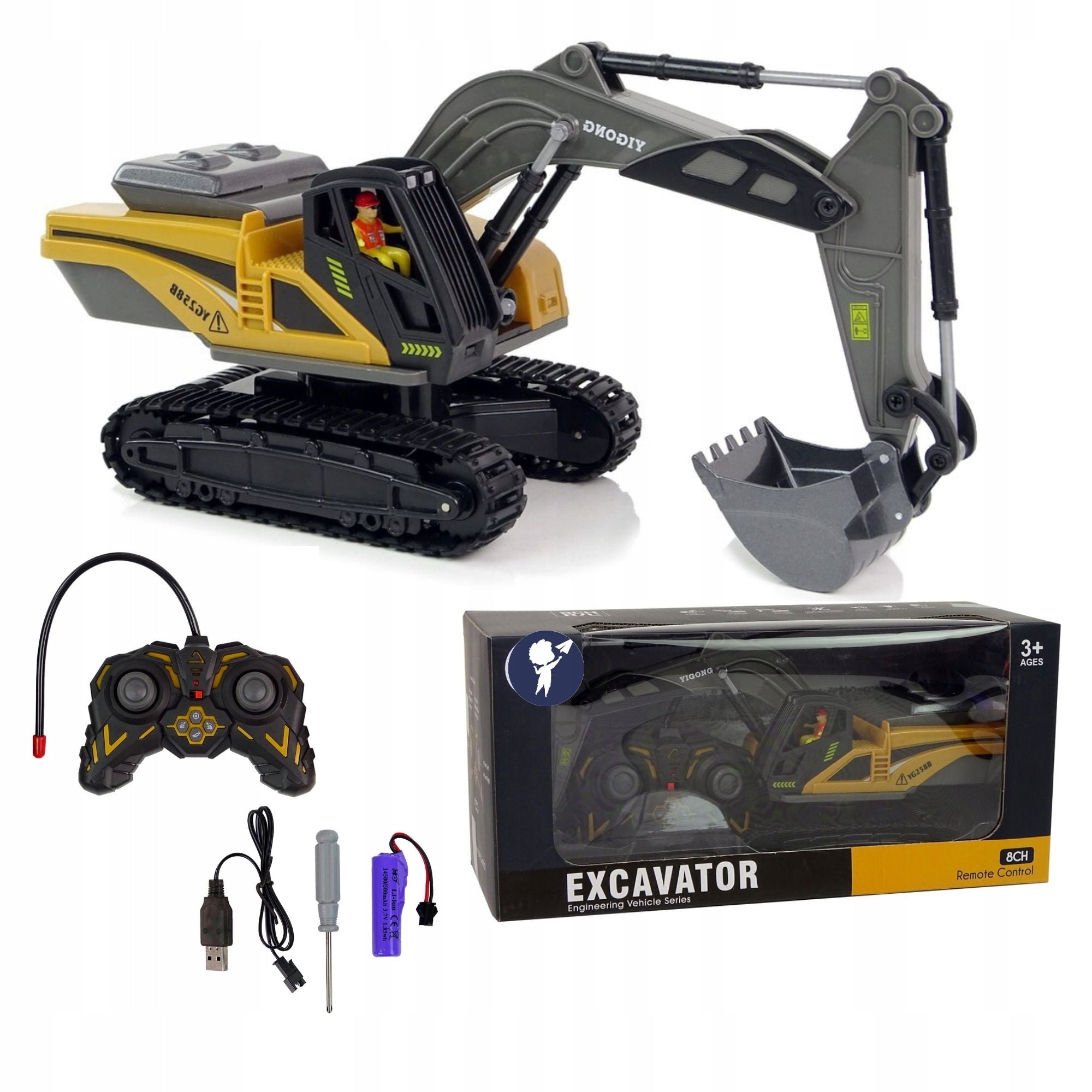 Excavator remote controlled large bulldozer RC light sound excavator charger