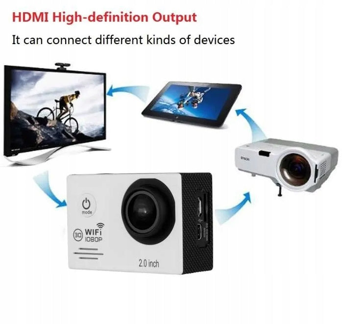 Excelvan TC-J6 Multifunction HD Camera WIFI Sport 30M Waterproof1080p Color white