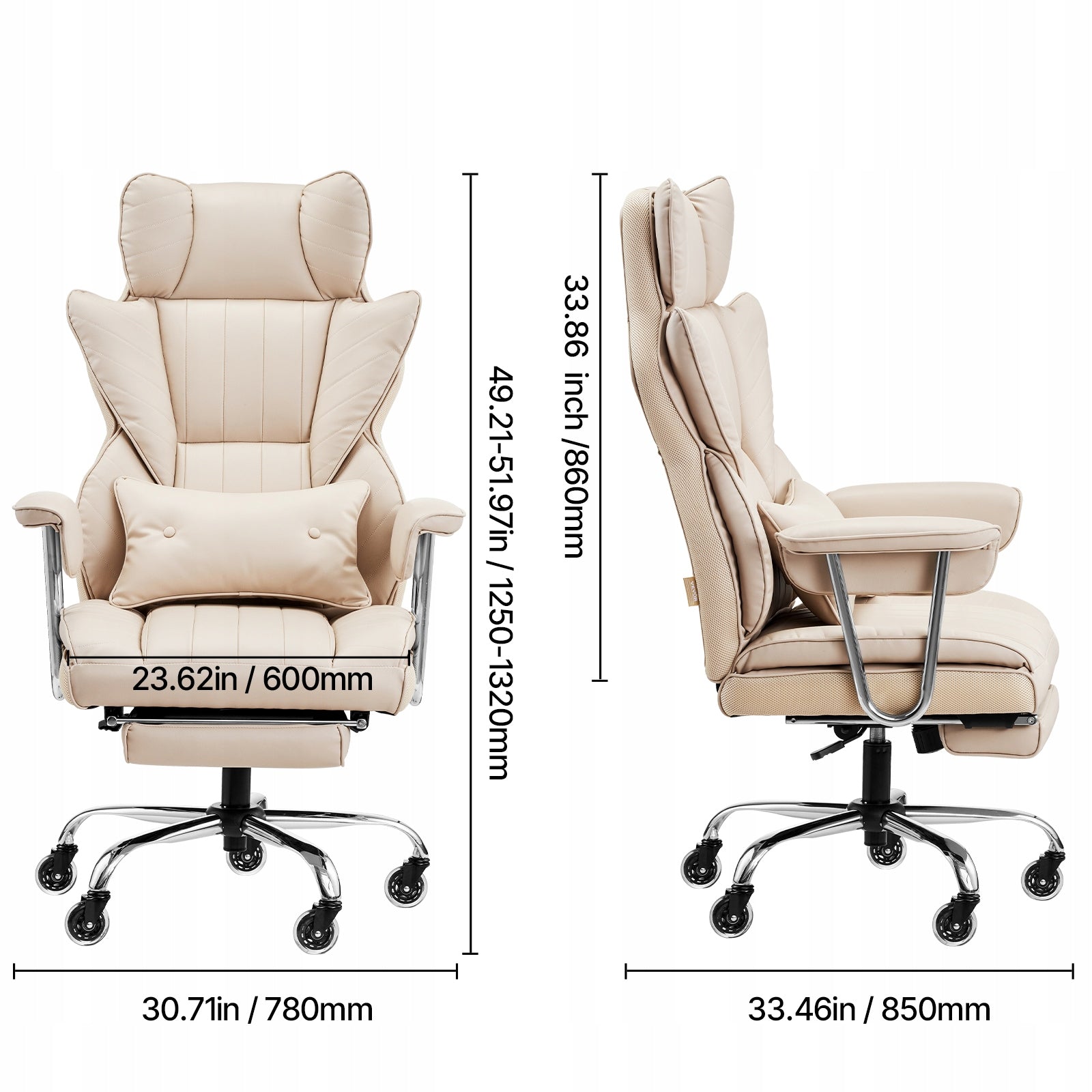 Executive Office Chair High Back Chair Footrest & Removable Armrests Brown Brand Vevor